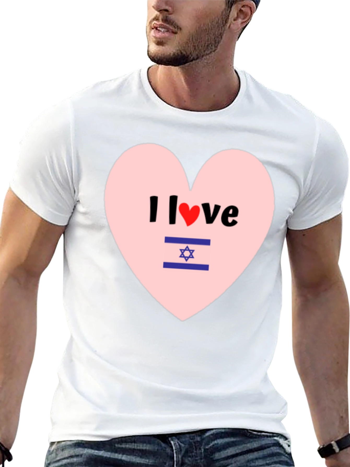 I Love Israel T-Shirt Heart Design Black