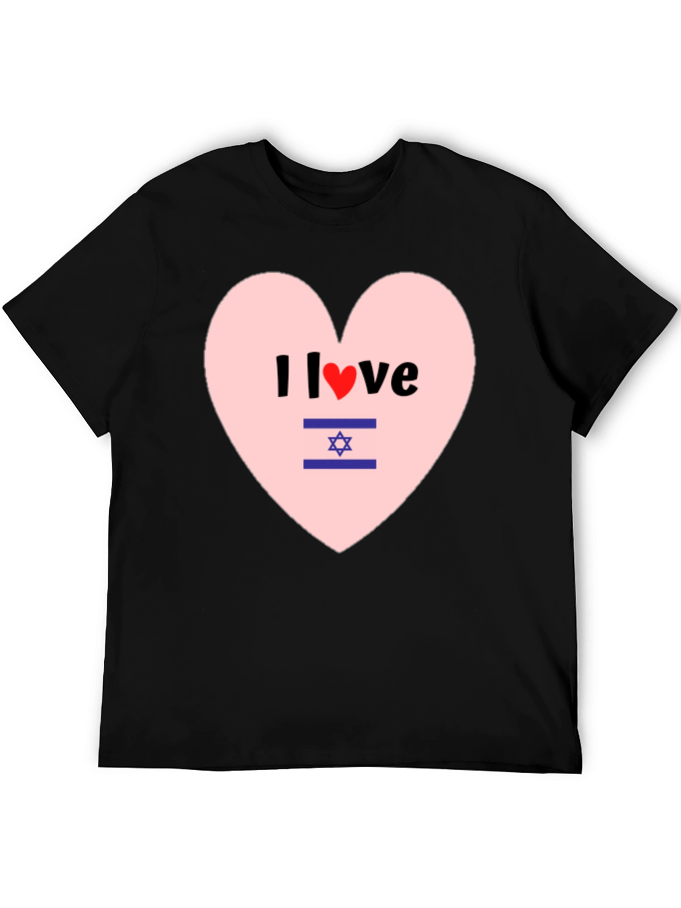 I Love Israel T-Shirt Heart Design Black