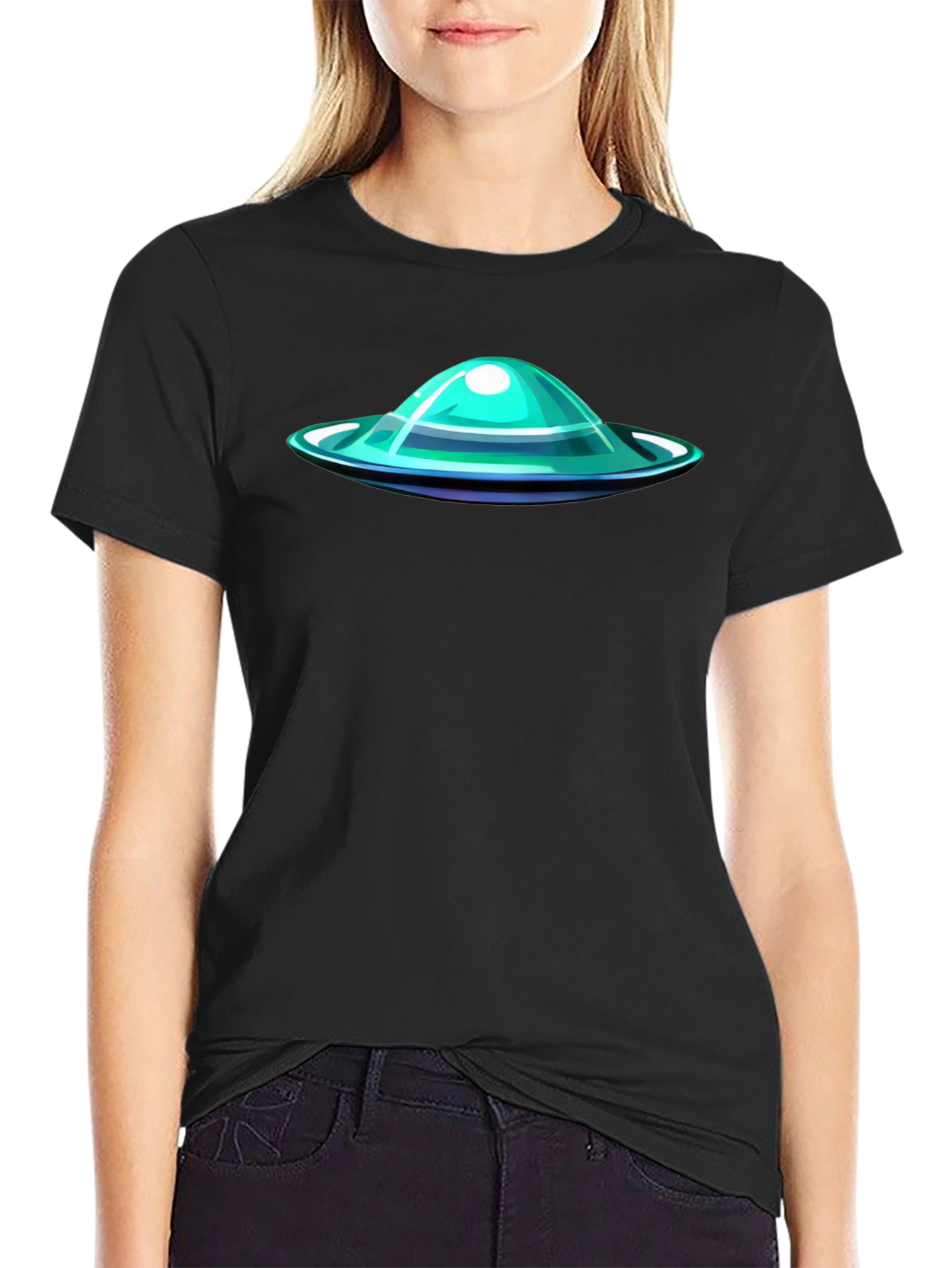 UFO Graphic Tee - Black Casual T-Shirt