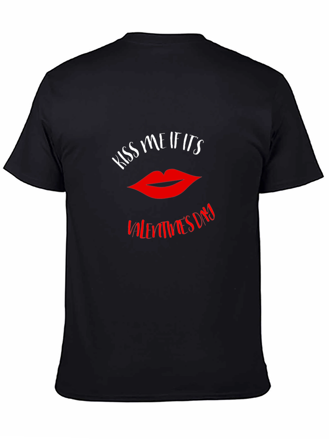 Kiss Me Valentines Day Graphic Tee - Black