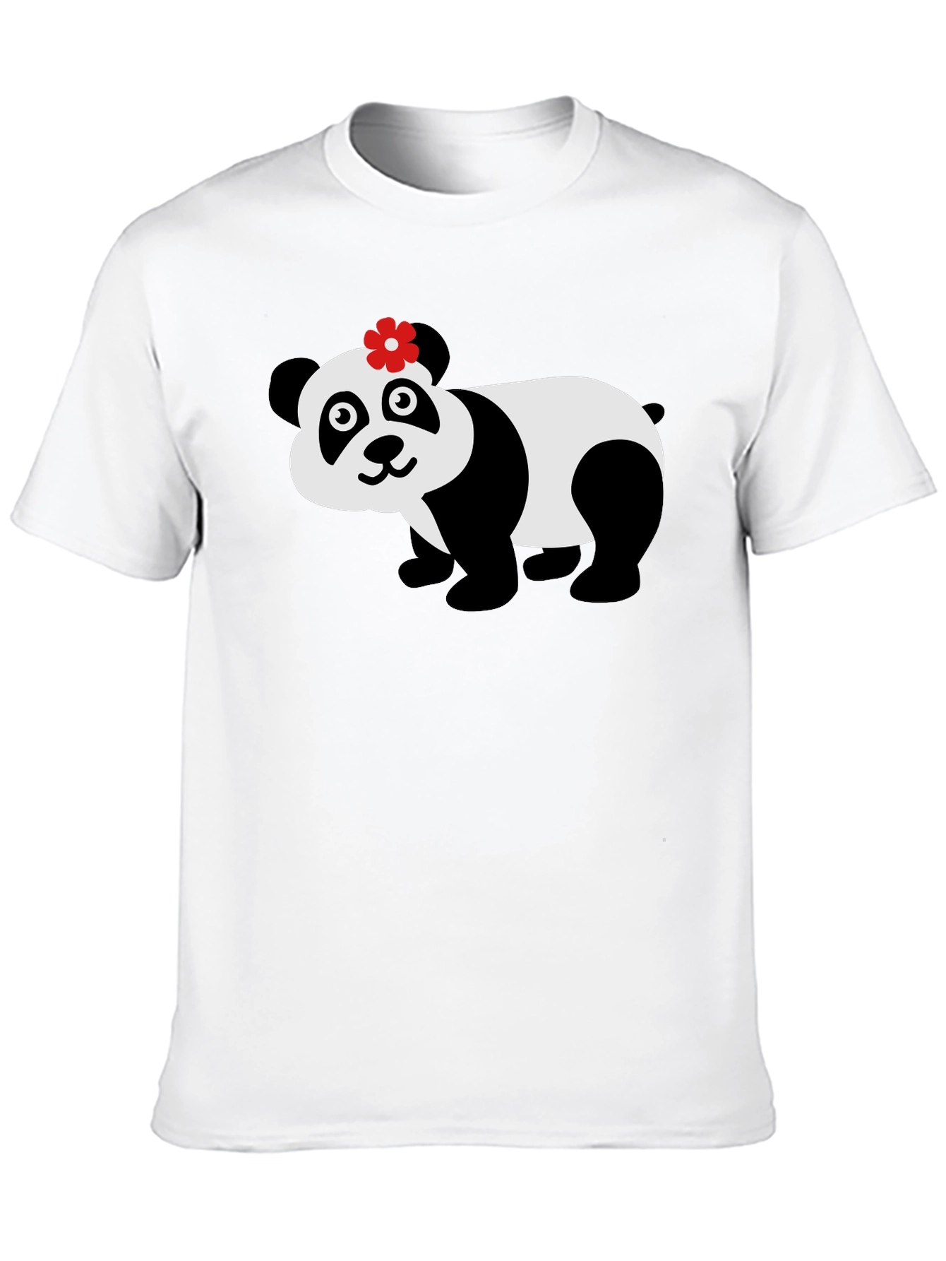 Cute Panda Bear Graphic Tee - Black Cotton T-Shirt