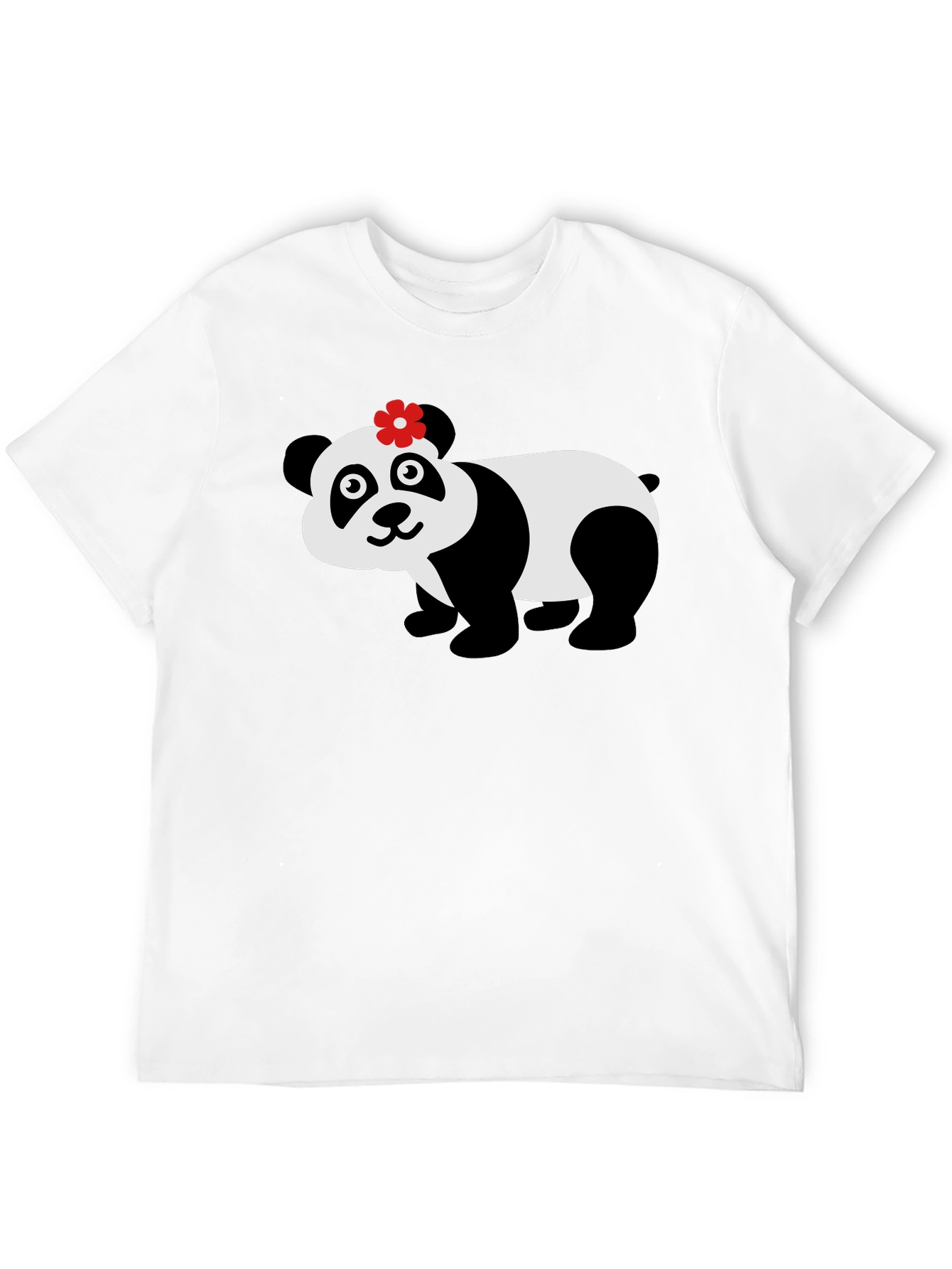 Cute Panda Bear Graphic Tee - Black Cotton T-Shirt