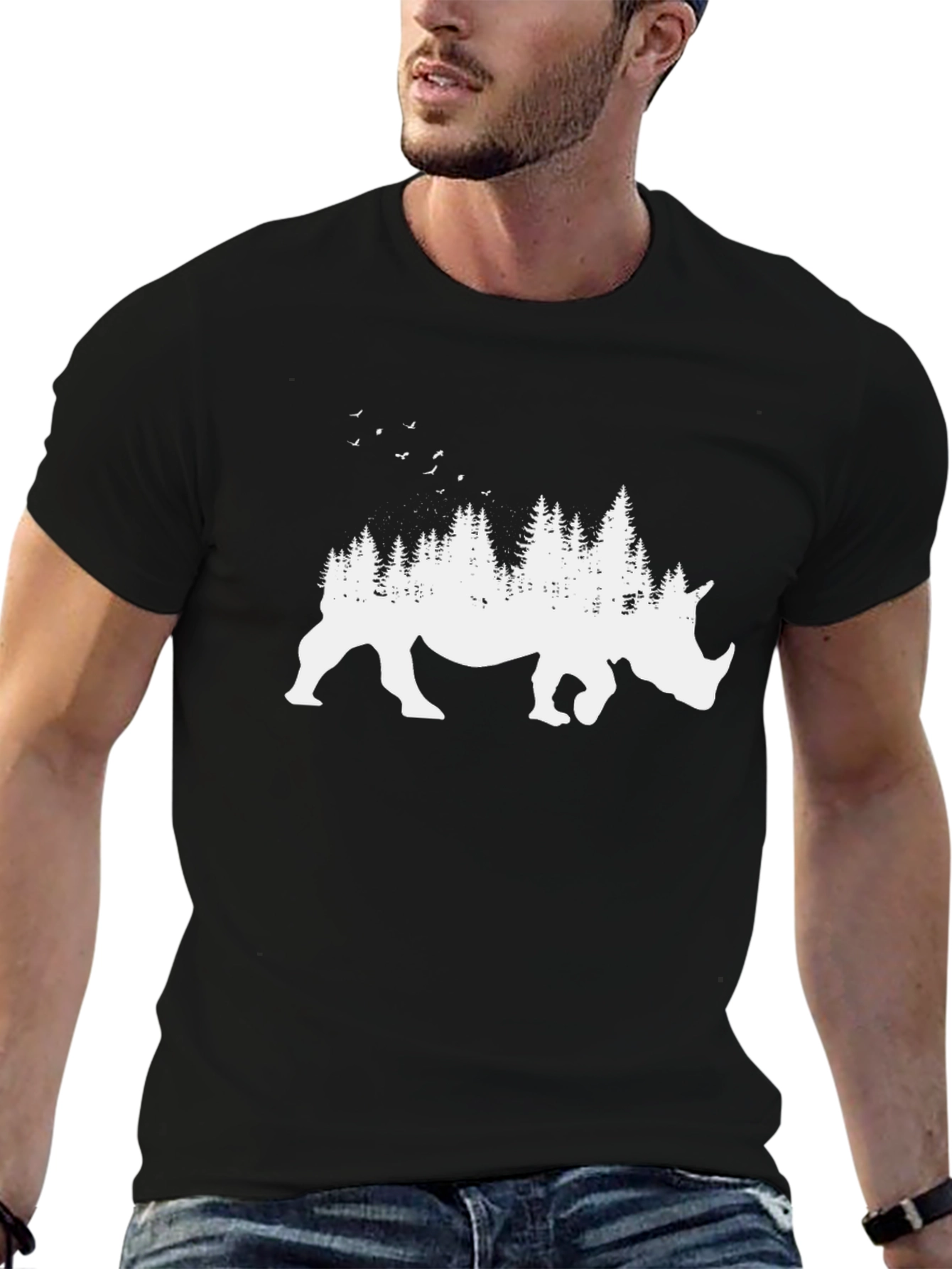 Rhino Forest Graphic Tee - Nature Inspired Shirt