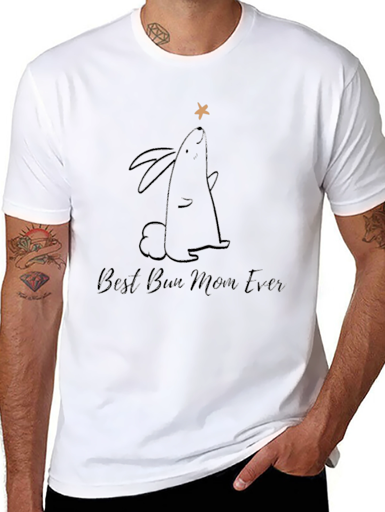 Best Bun Mom Ever T-Shirt - Black Rabbit Graphic