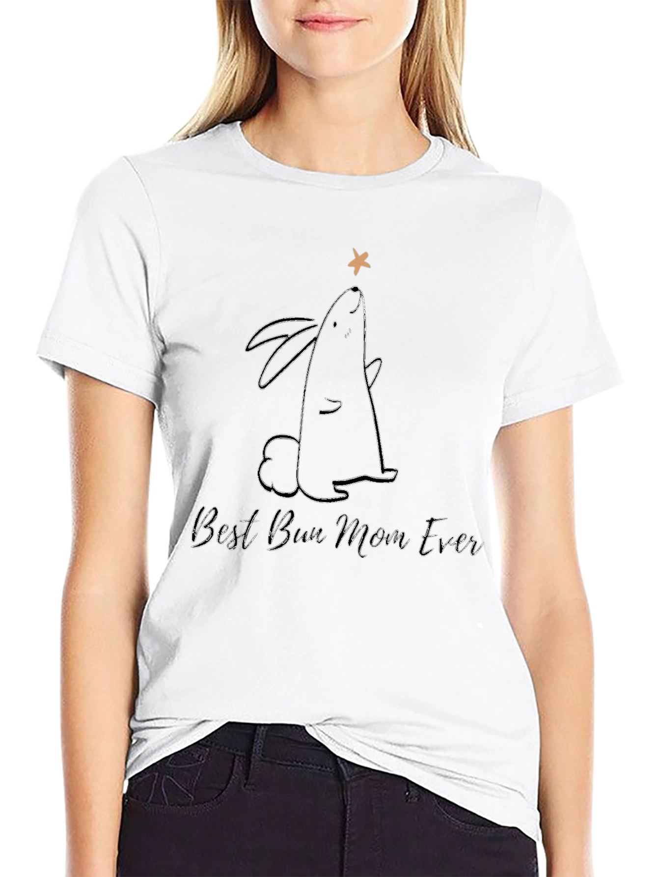 Best Bun Mom Ever T-Shirt - Black Rabbit Graphic