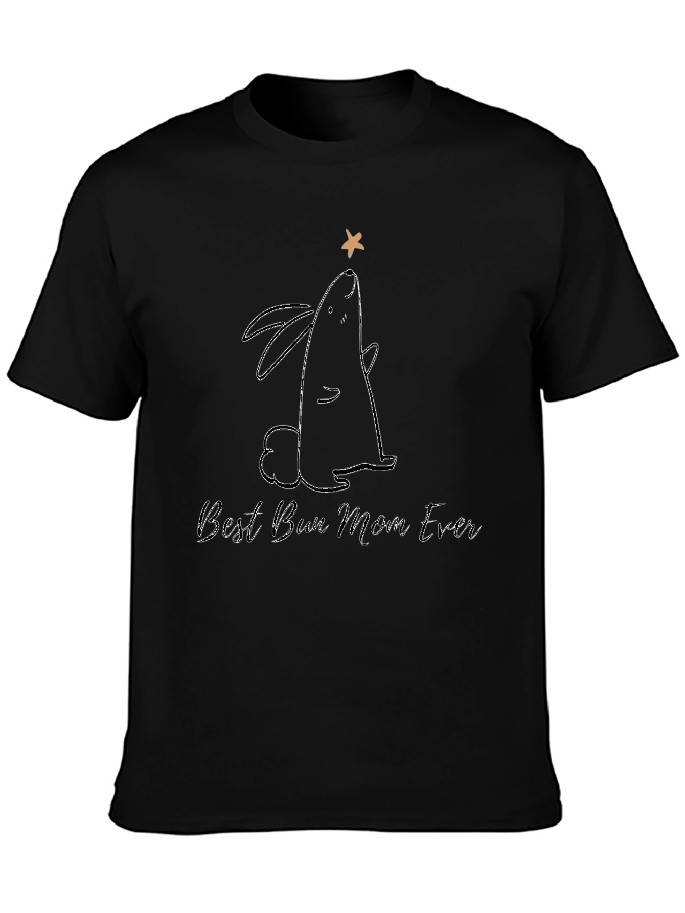 Best Bun Mom Ever T-Shirt - Black Rabbit Graphic