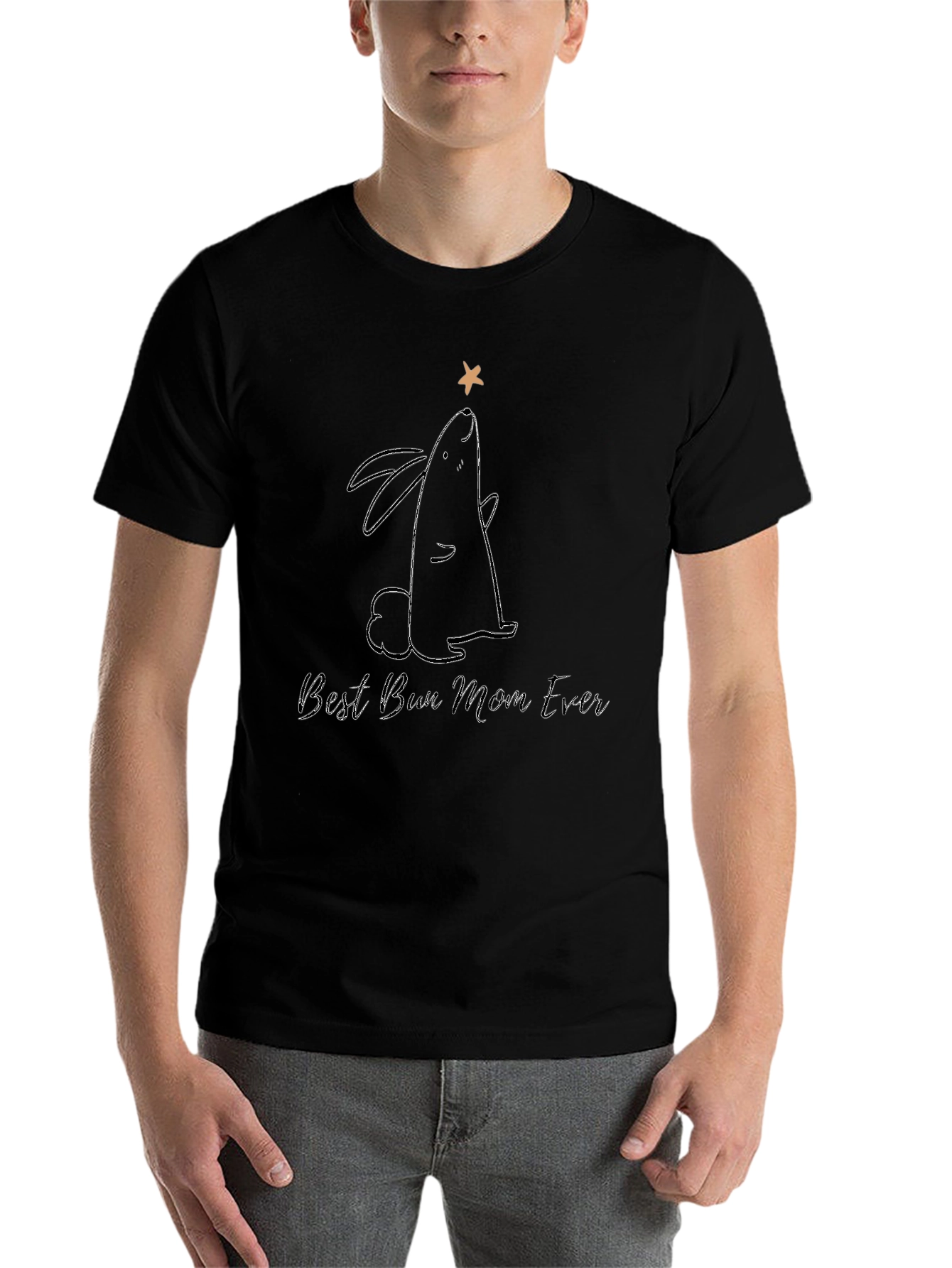 Best Bun Mom Ever T-Shirt - Black Rabbit Graphic