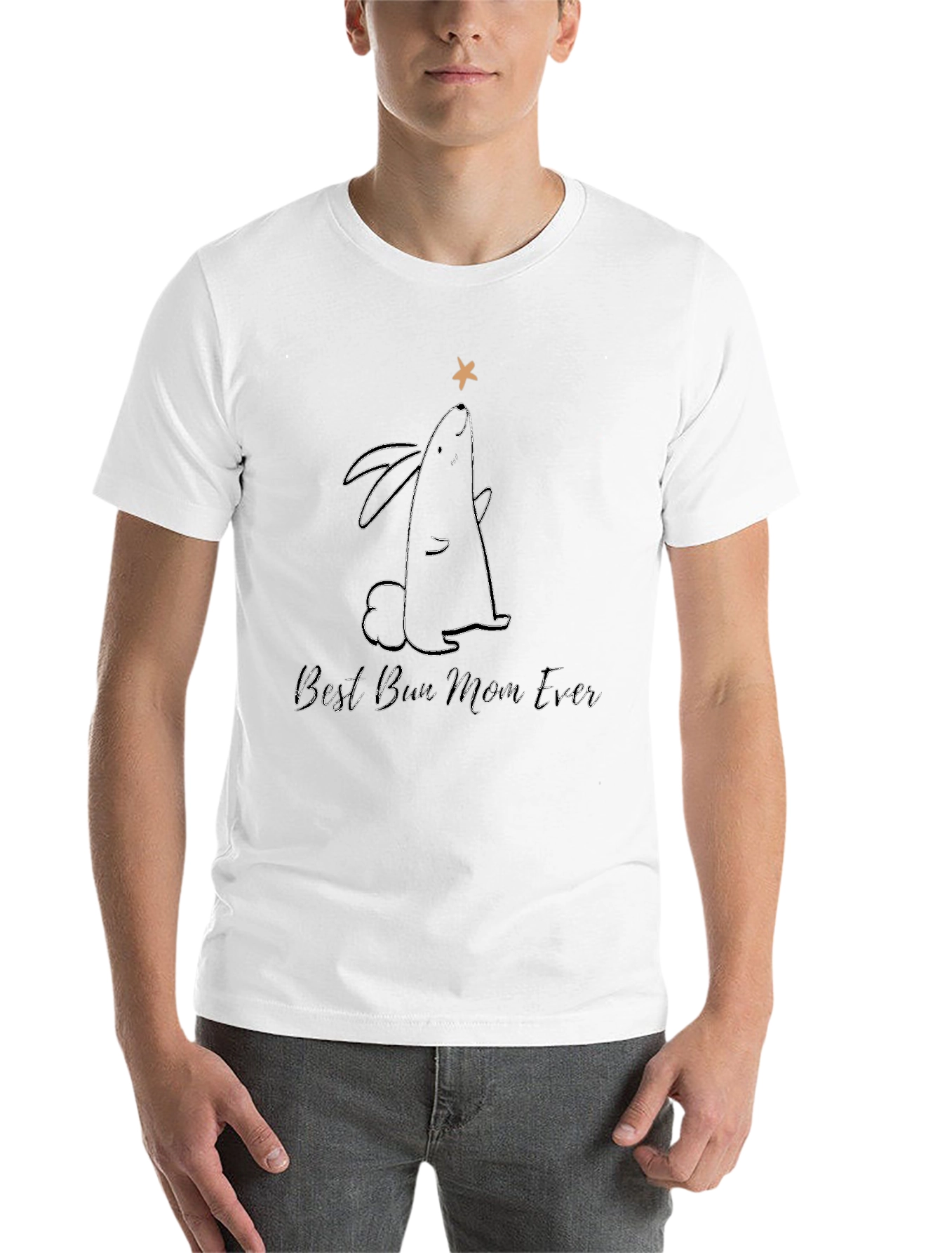 Best Bun Mom Ever T-Shirt - Black Rabbit Graphic