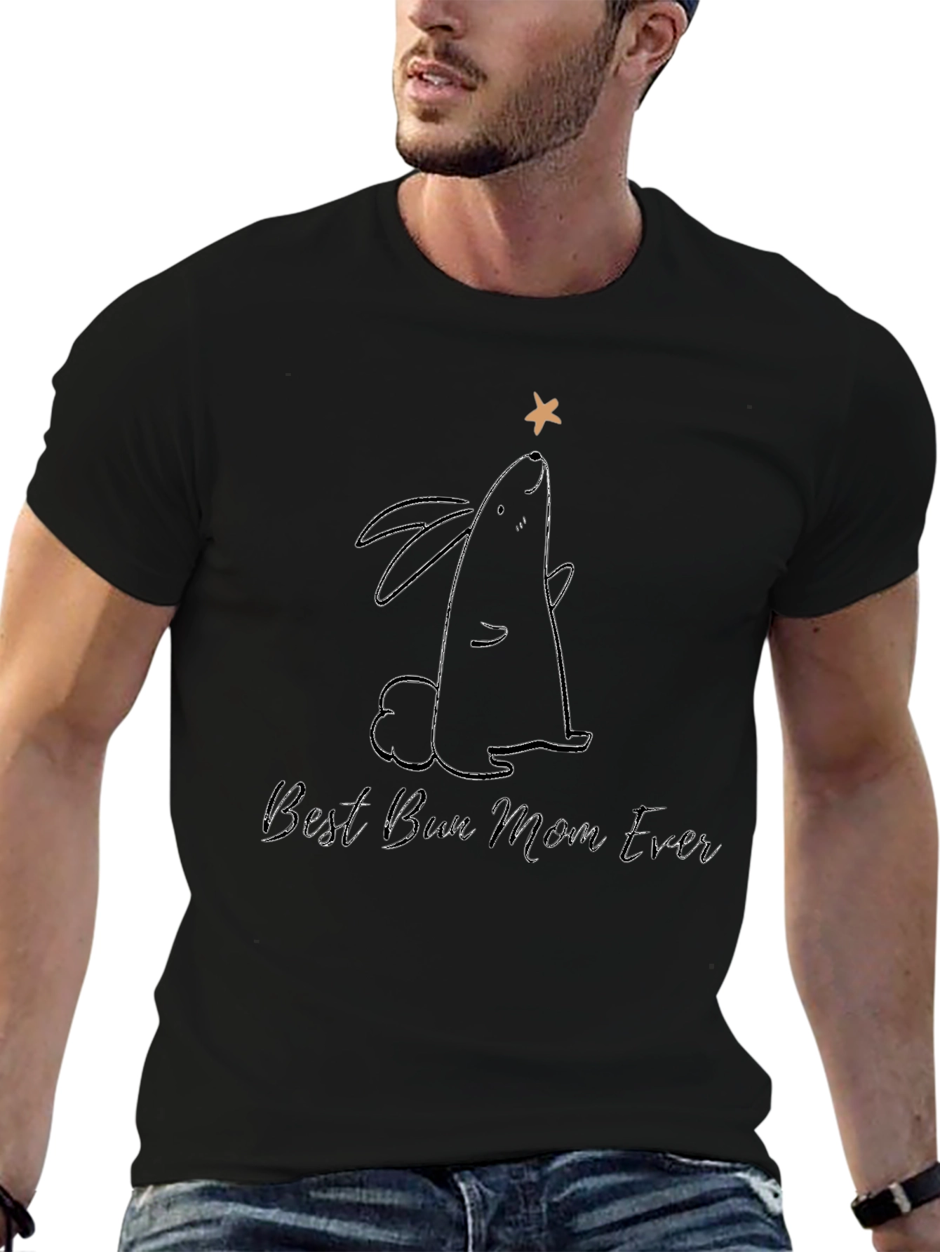 Best Bun Mom Ever T-Shirt - Black Rabbit Graphic