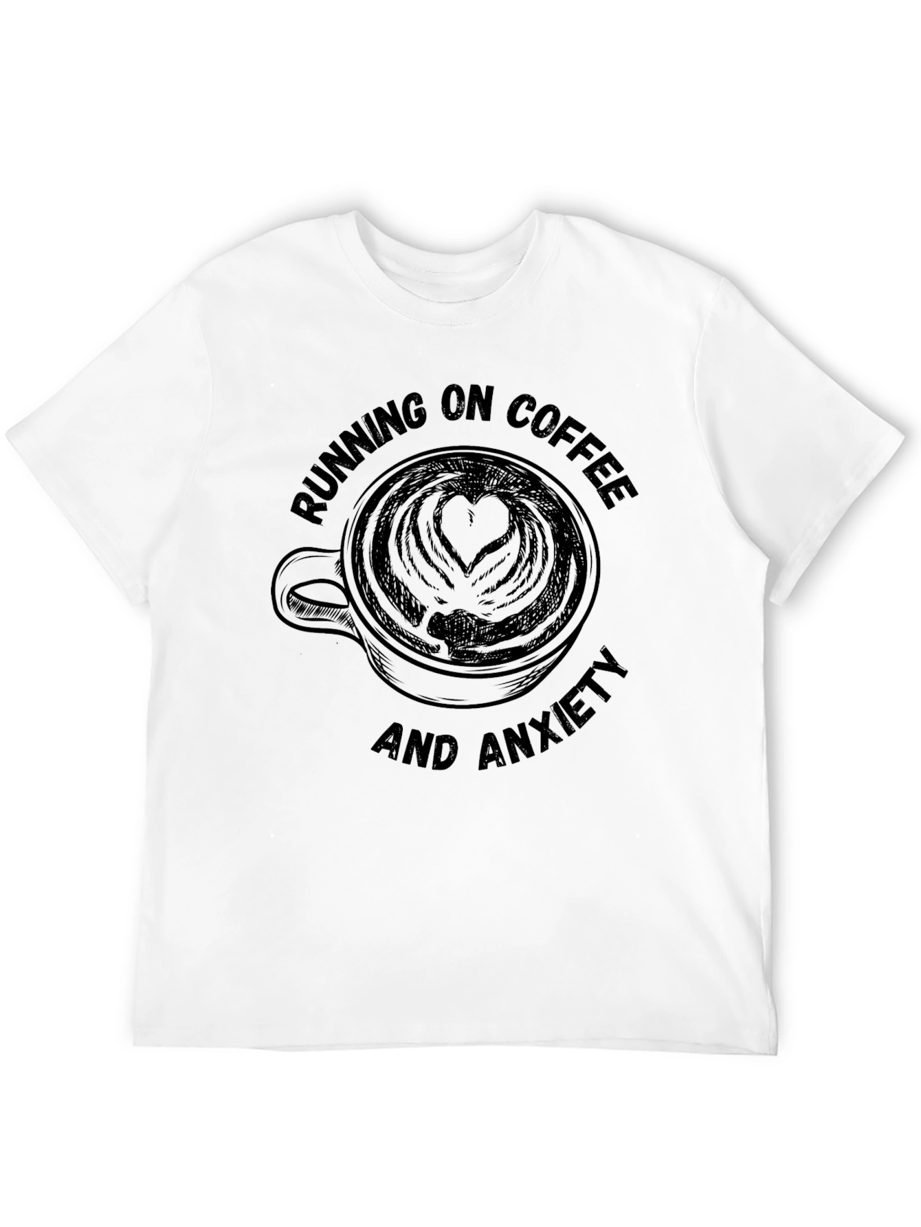 Running on Coffee and Anxiety Graphic Tee - Black