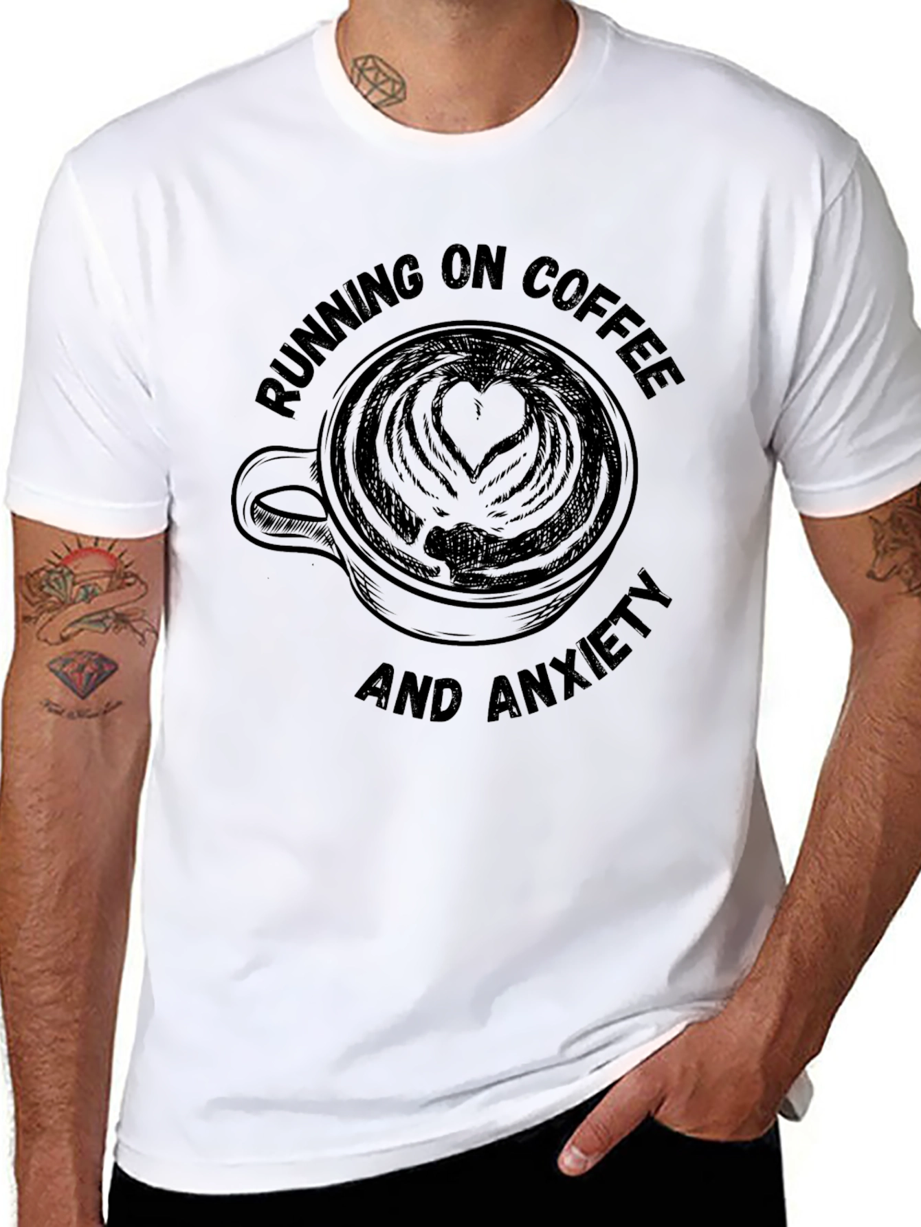Running on Coffee and Anxiety Graphic Tee - Black