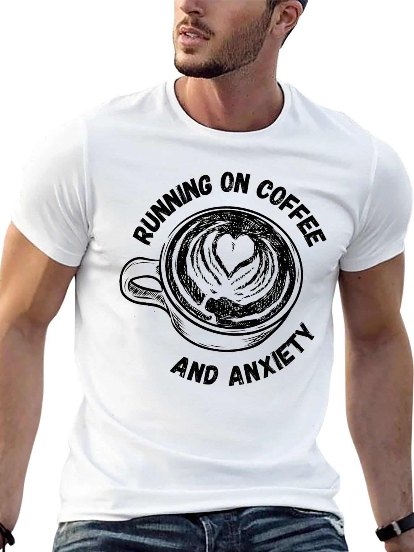 Running on Coffee and Anxiety Graphic Tee - Black