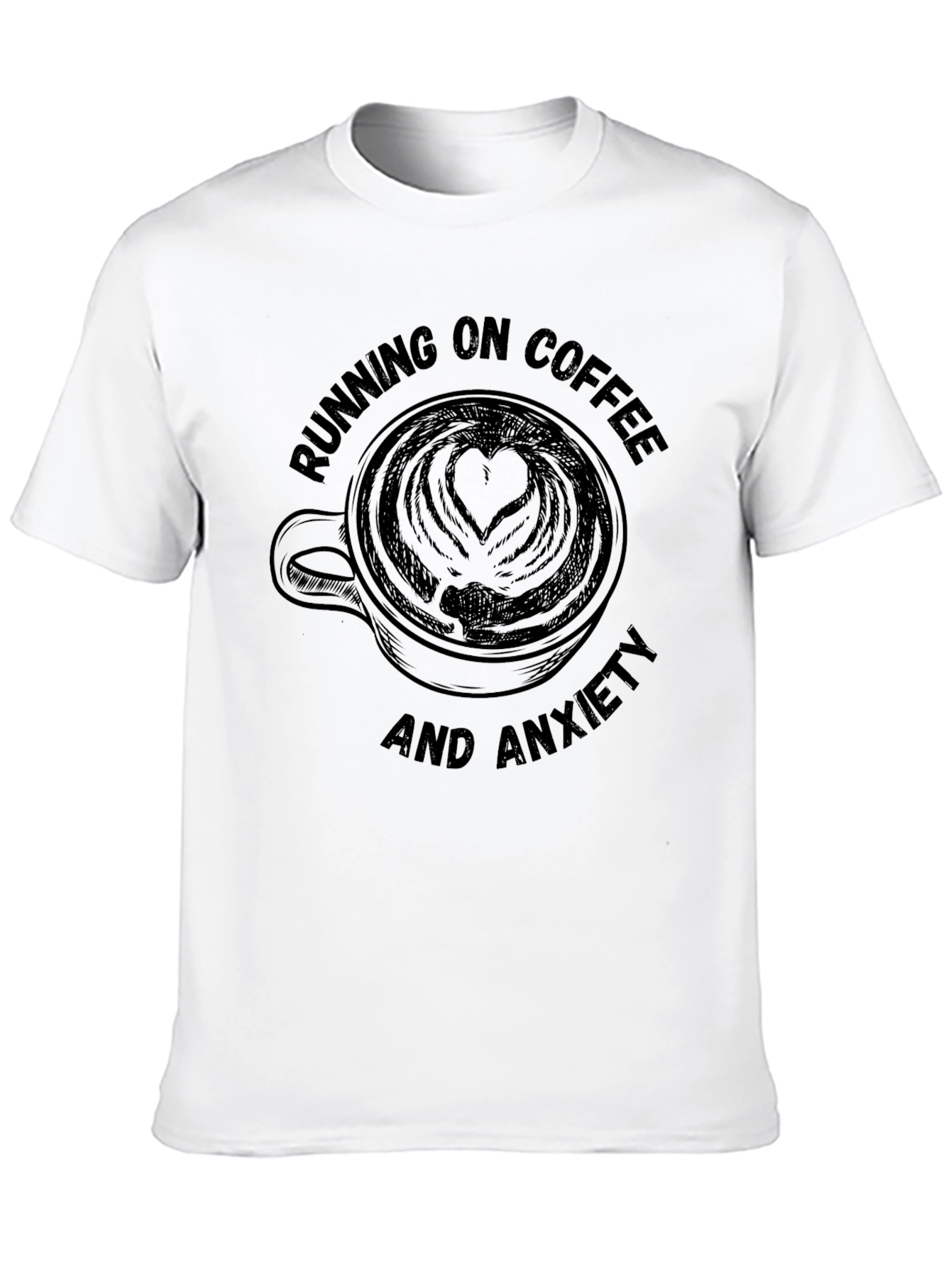Running on Coffee and Anxiety Graphic Tee - Black