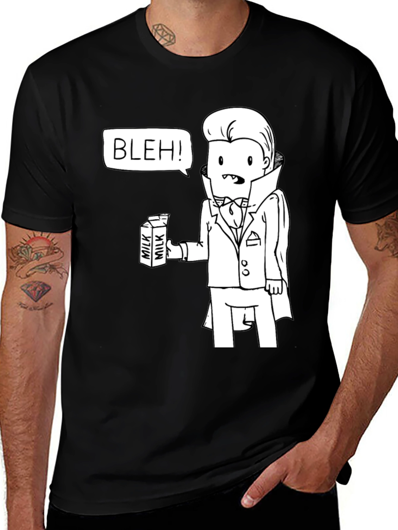 Milk-Loving Vampire Black Graphic Tee