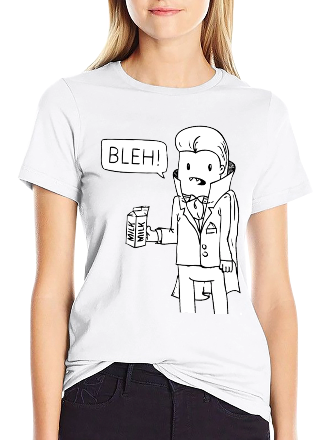 Milk-Loving Vampire Black Graphic Tee