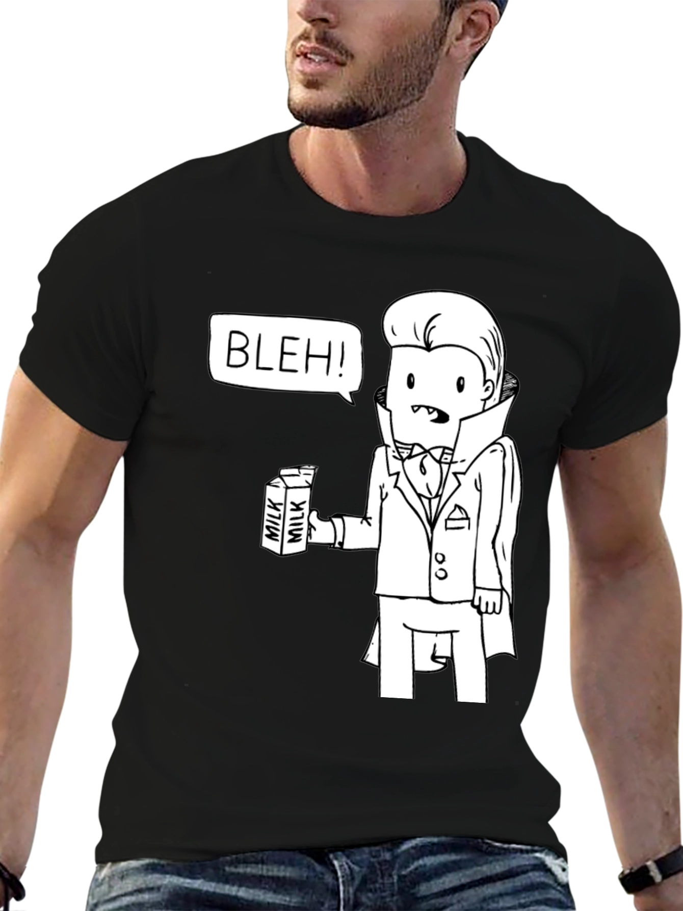 Milk-Loving Vampire Black Graphic Tee