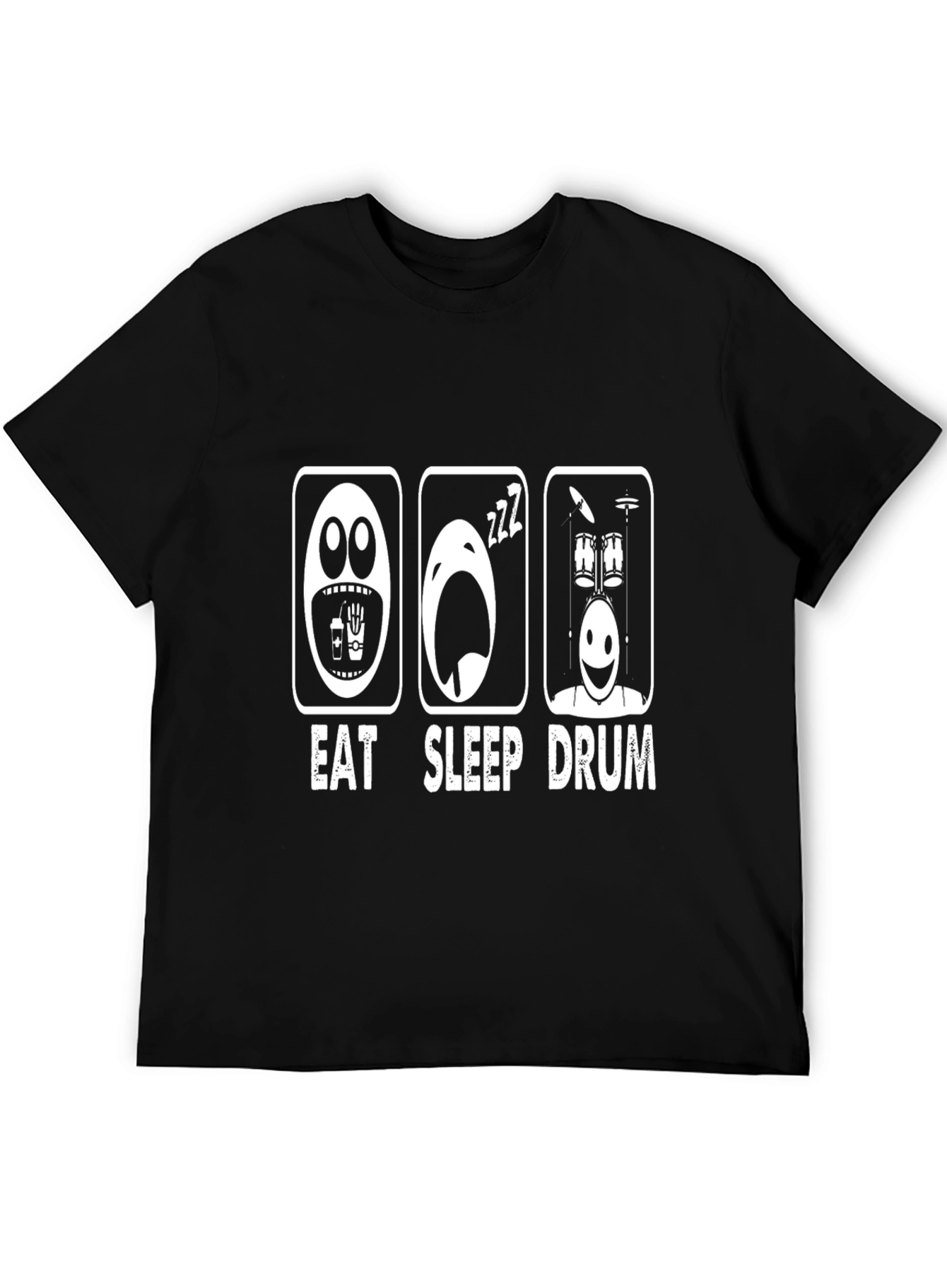 Eat Sleep Drum Funny Graphic T-Shirt - Black