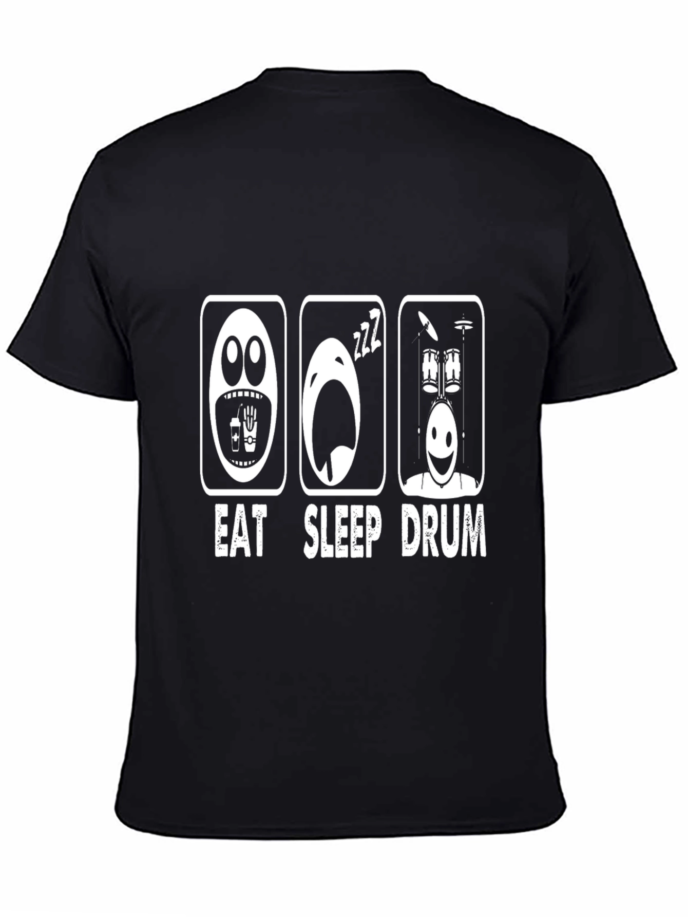 Eat Sleep Drum Funny Graphic T-Shirt - Black