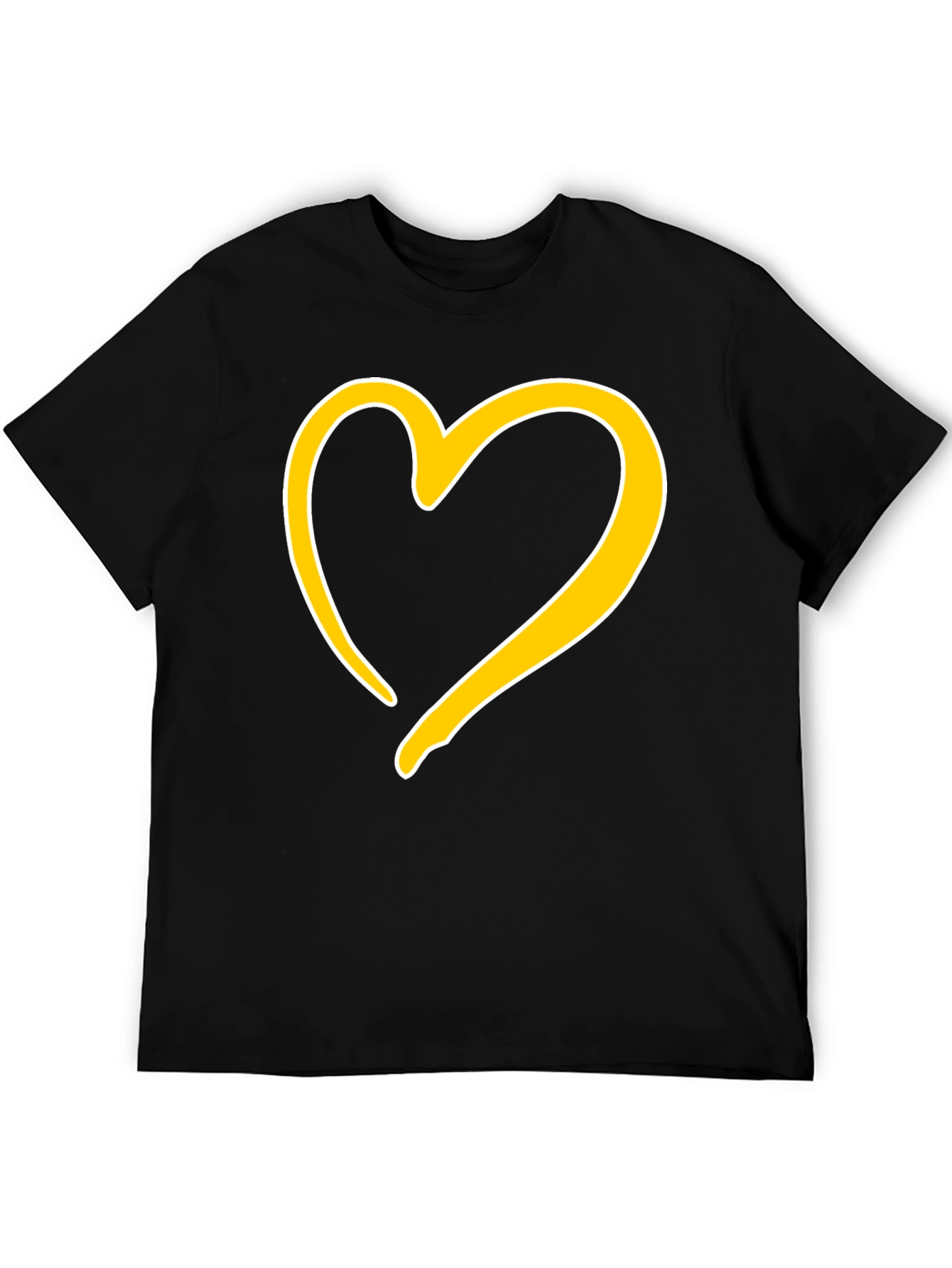 Black T-Shirt with Golden Heart Design