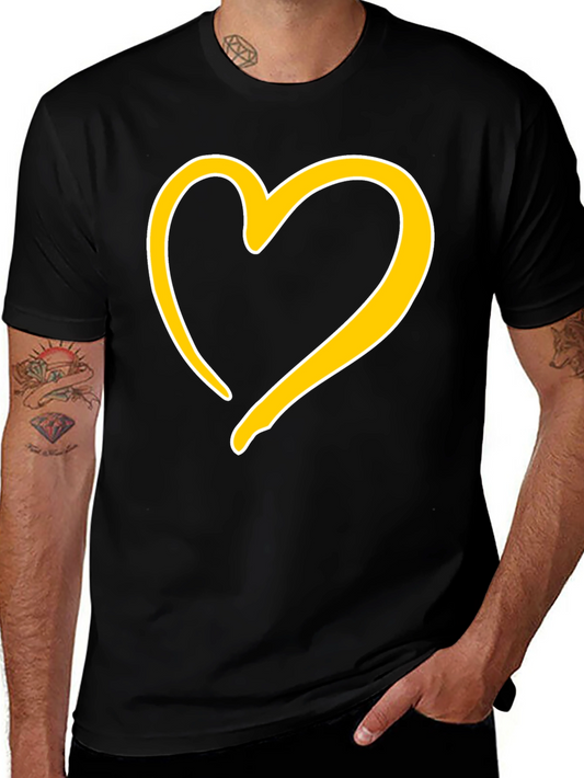 Black T-Shirt with Golden Heart Design