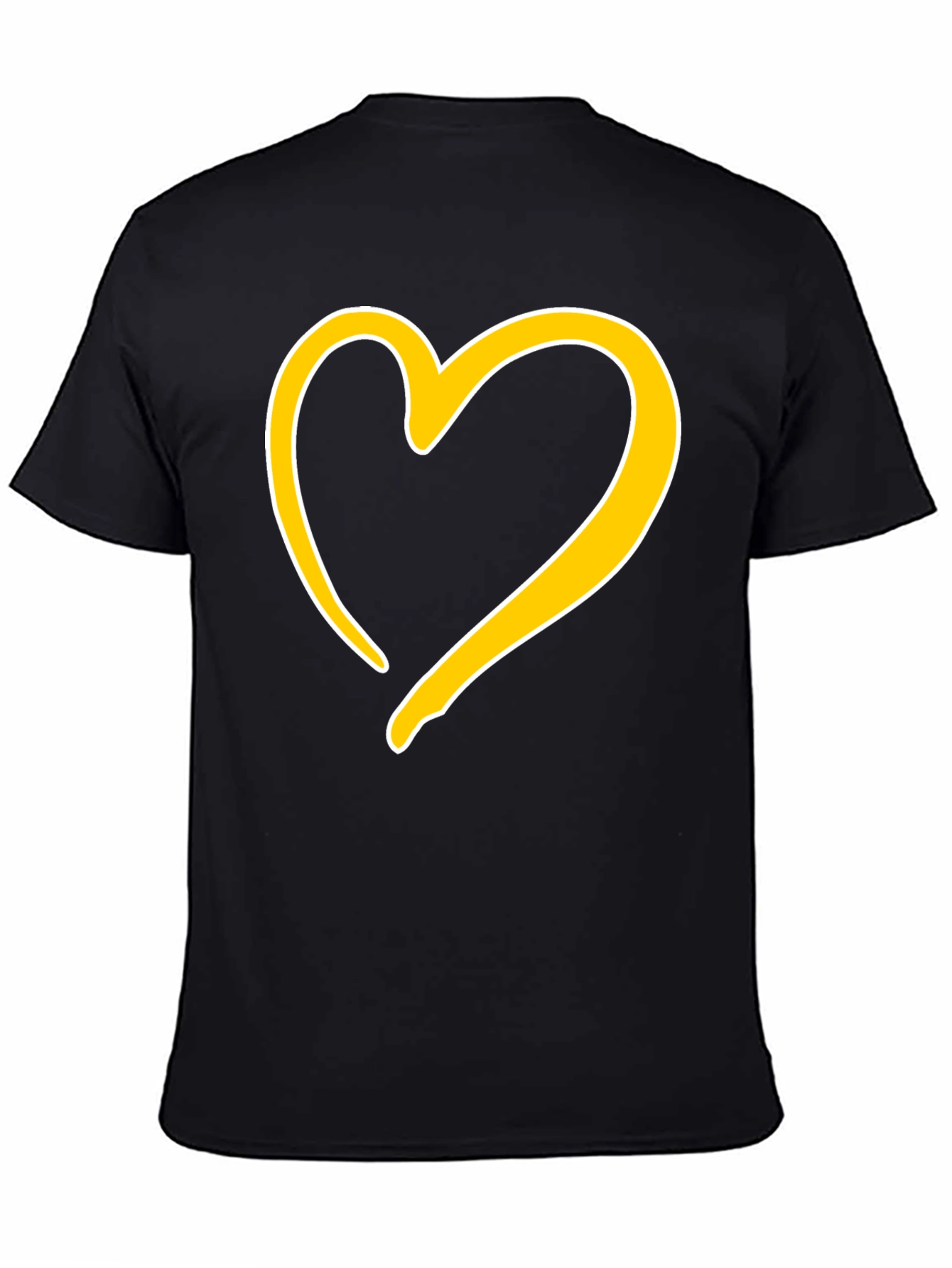 Black T-Shirt with Golden Heart Design