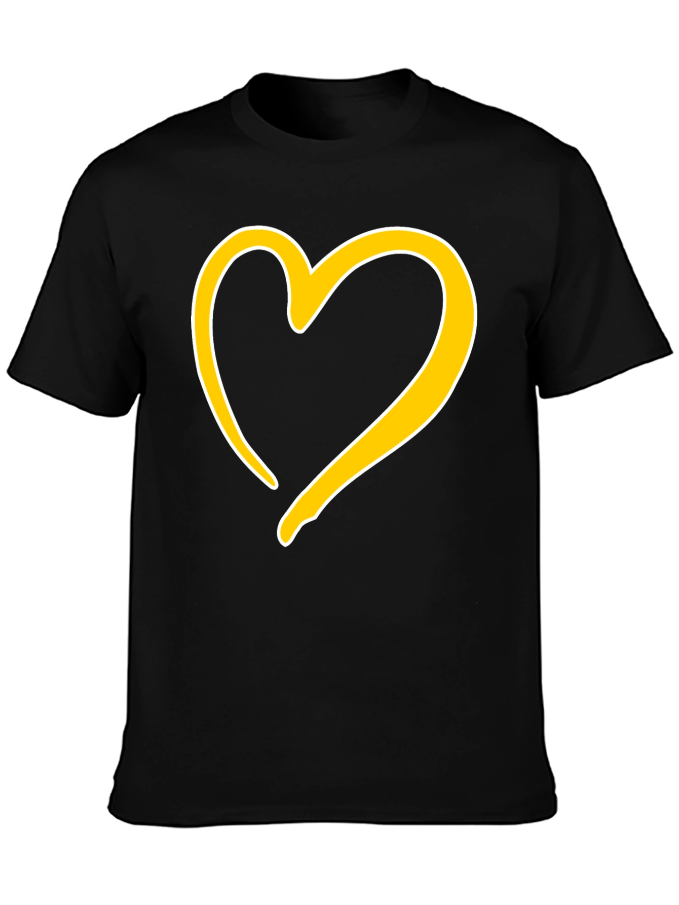 Black T-Shirt with Golden Heart Design