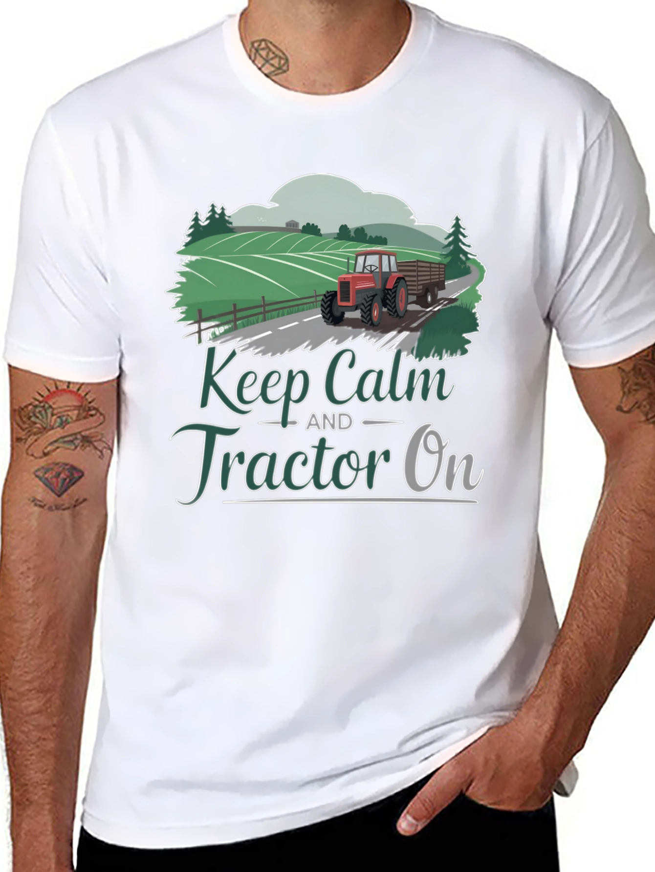 Keep Calm Tractor On Graphic Tee