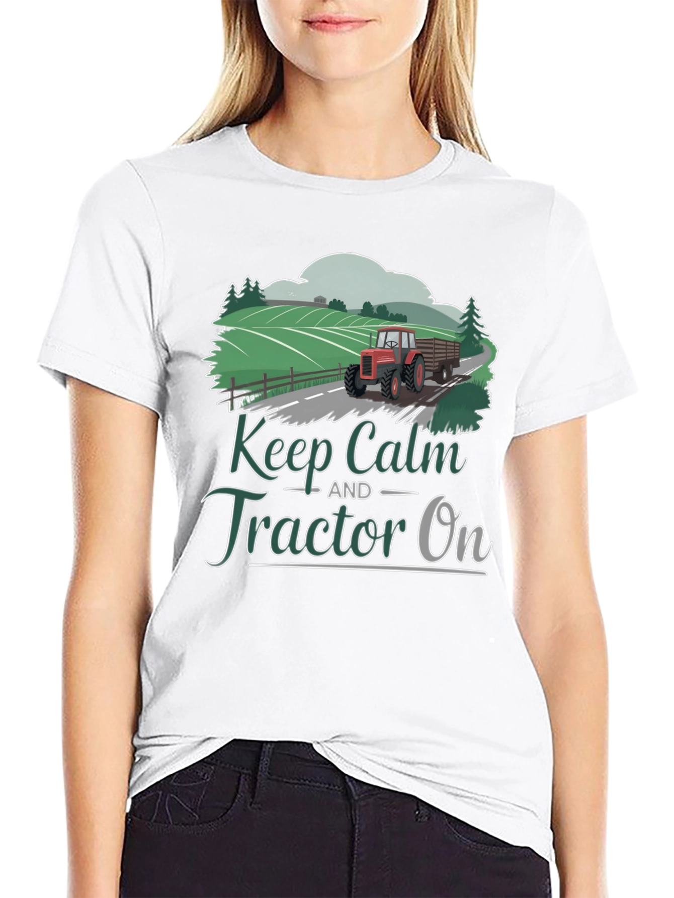 Keep Calm Tractor On Graphic Tee