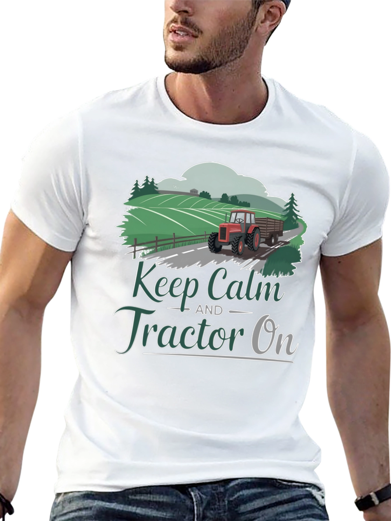 Keep Calm Tractor On Graphic Tee