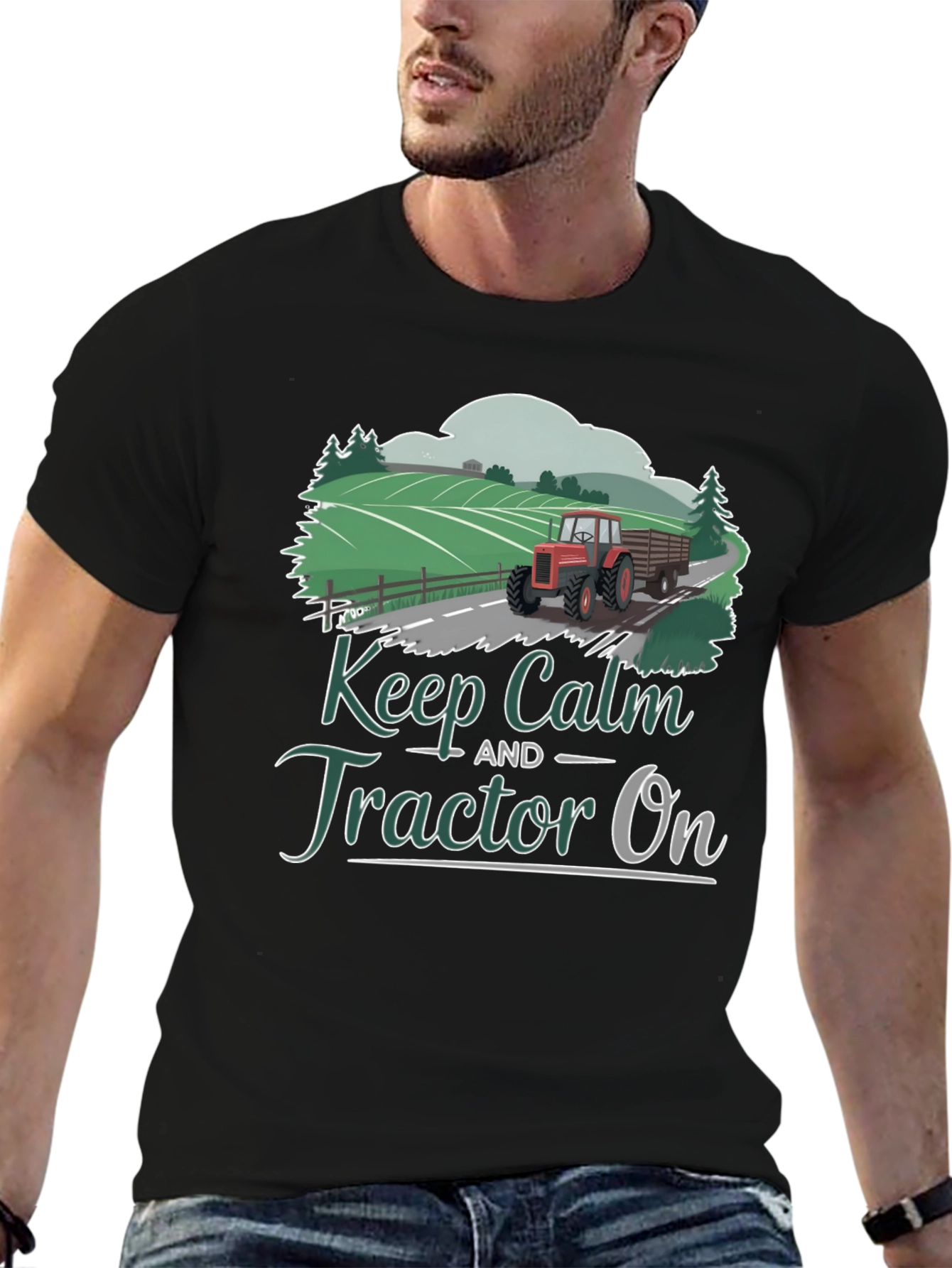 Keep Calm Tractor On Graphic Tee