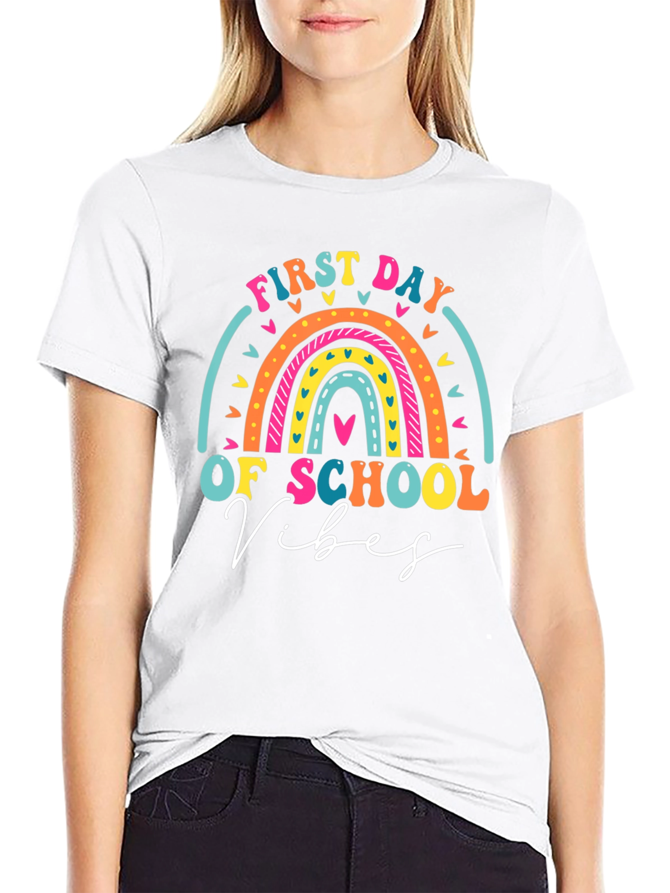 First Day of School Vibes Rainbow T-Shirt