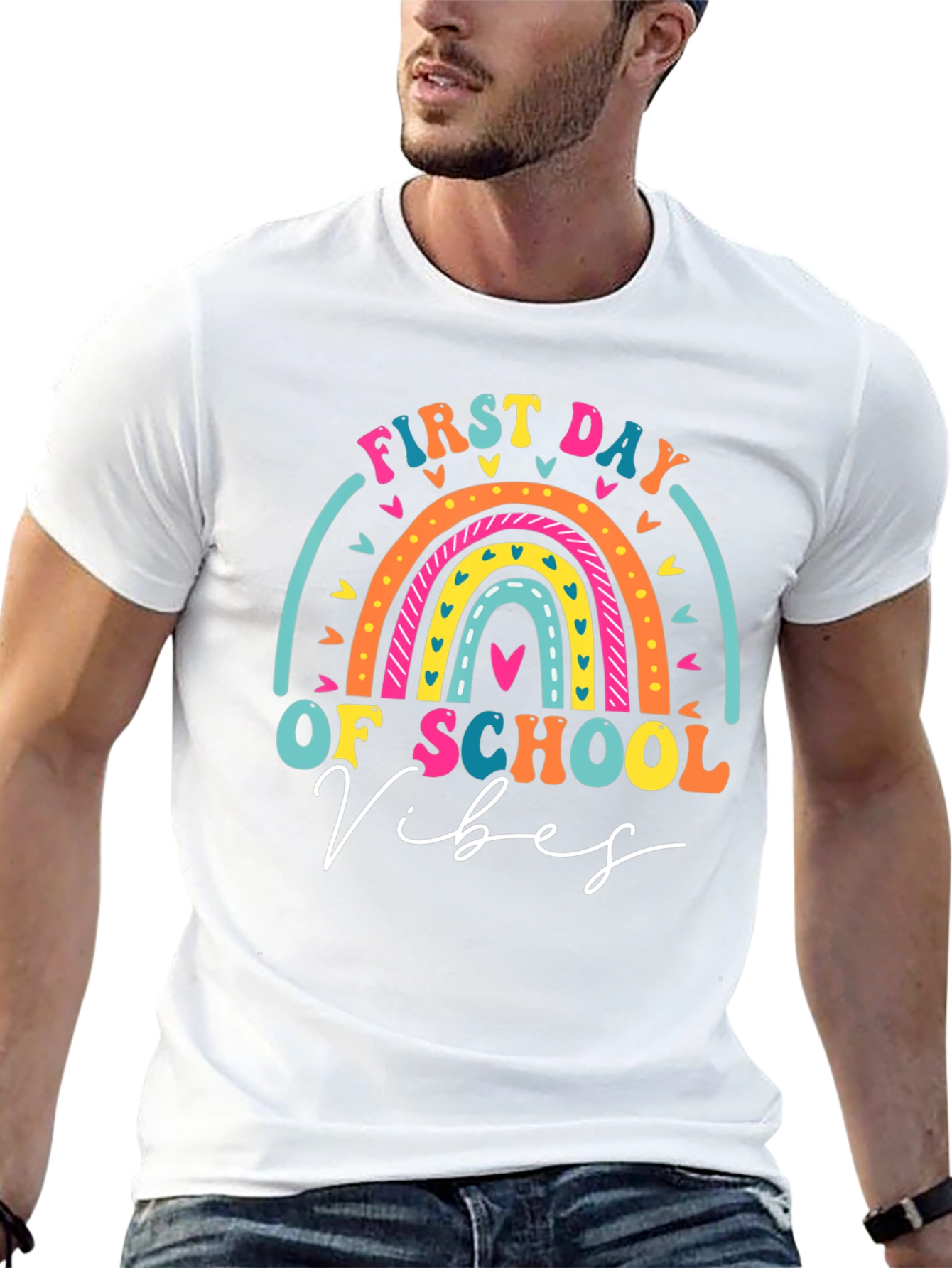 First Day of School Vibes Rainbow T-Shirt