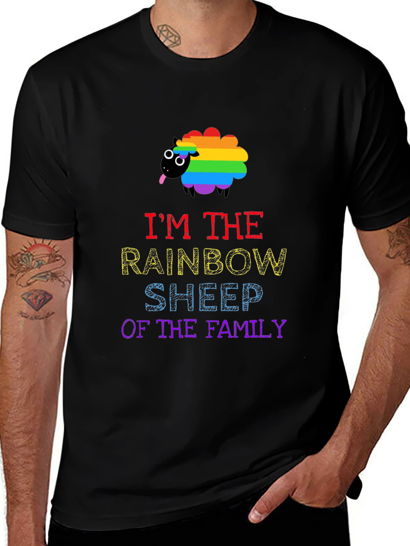 Rainbow Sheep Family T-Shirt