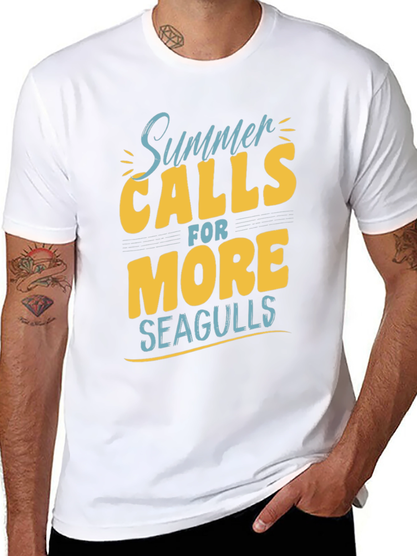 Summer Calls T-Shirt - Seagulls Graphic Print Tee