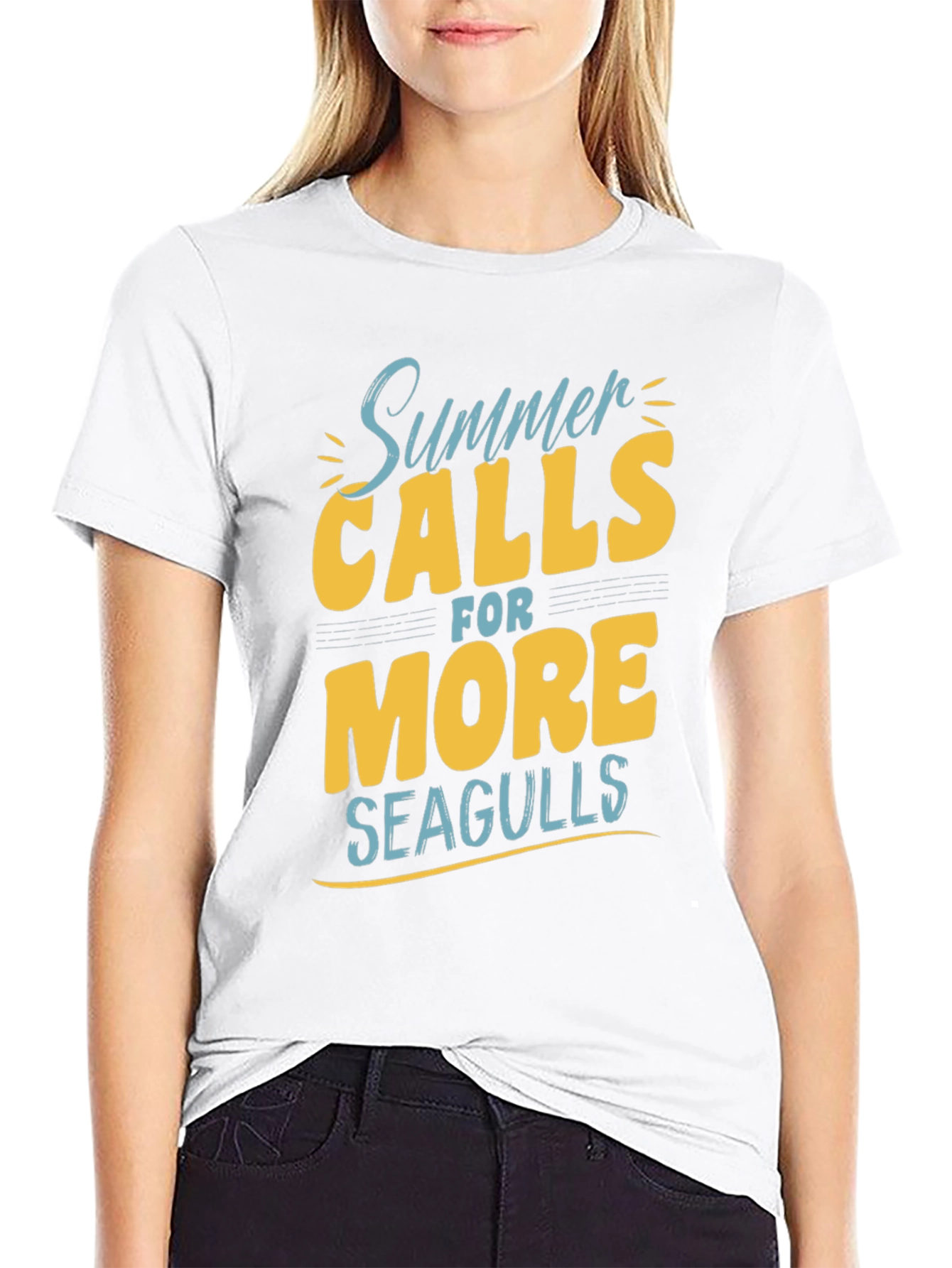 Summer Calls T-Shirt - Seagulls Graphic Print Tee