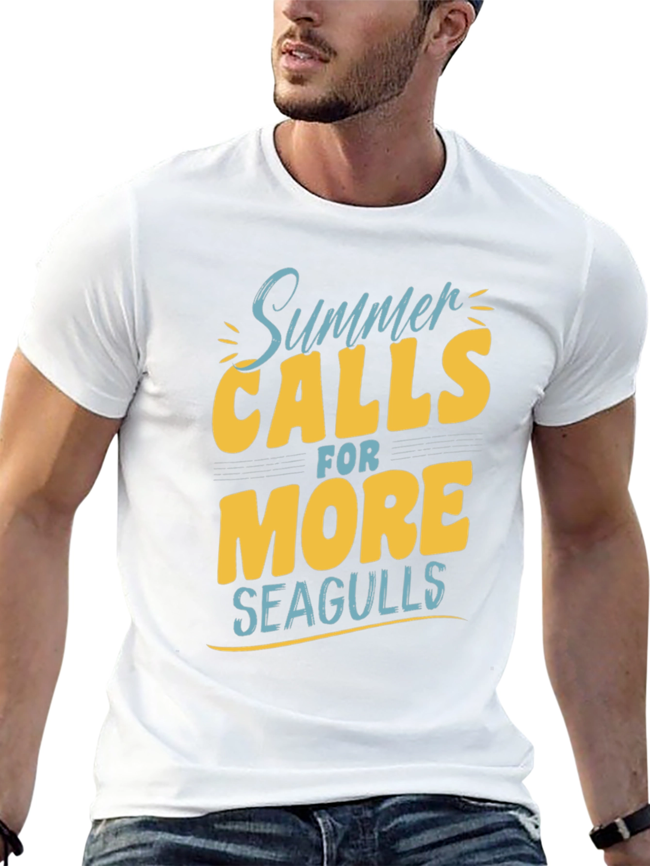 Summer Calls T-Shirt - Seagulls Graphic Print Tee
