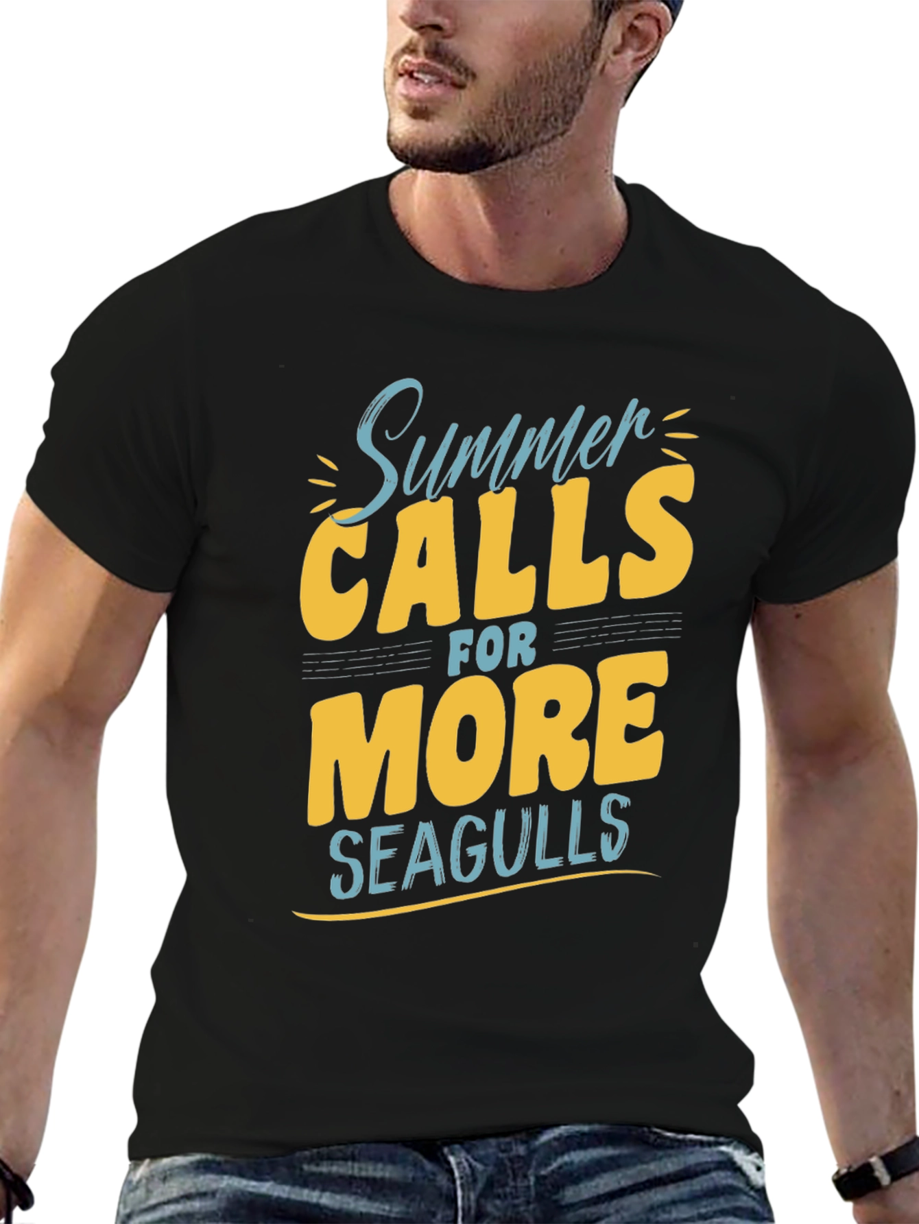 Summer Calls T-Shirt - Seagulls Graphic Print Tee