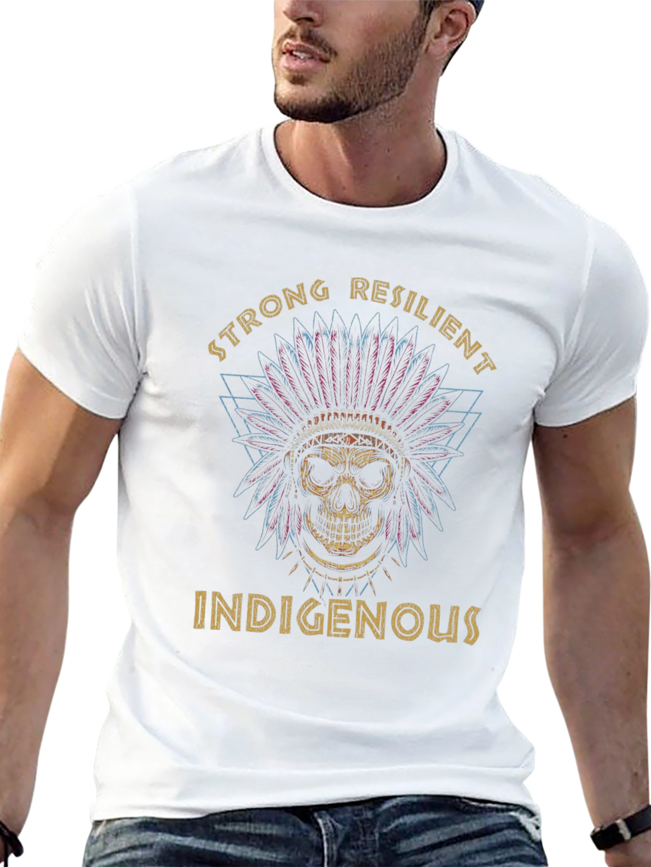 Strong Resilient Indigenous T-Shirt - Skull Headdress