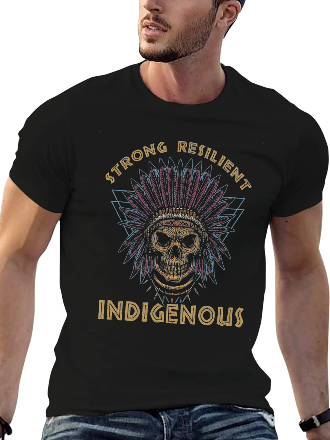 Strong Resilient Indigenous T-Shirt - Skull Headdress