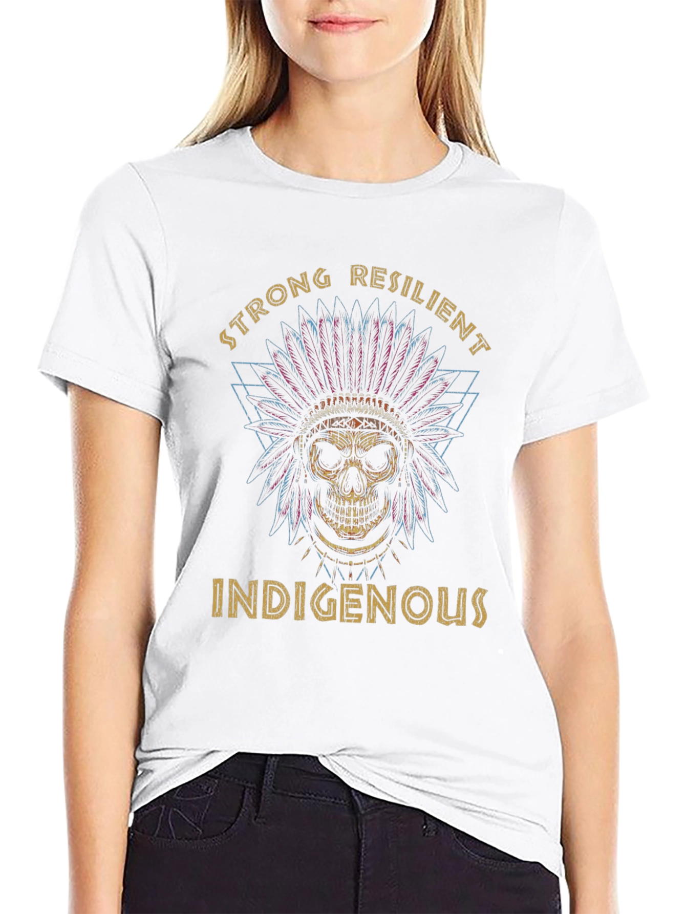 Strong Resilient Indigenous T-Shirt - Skull Headdress