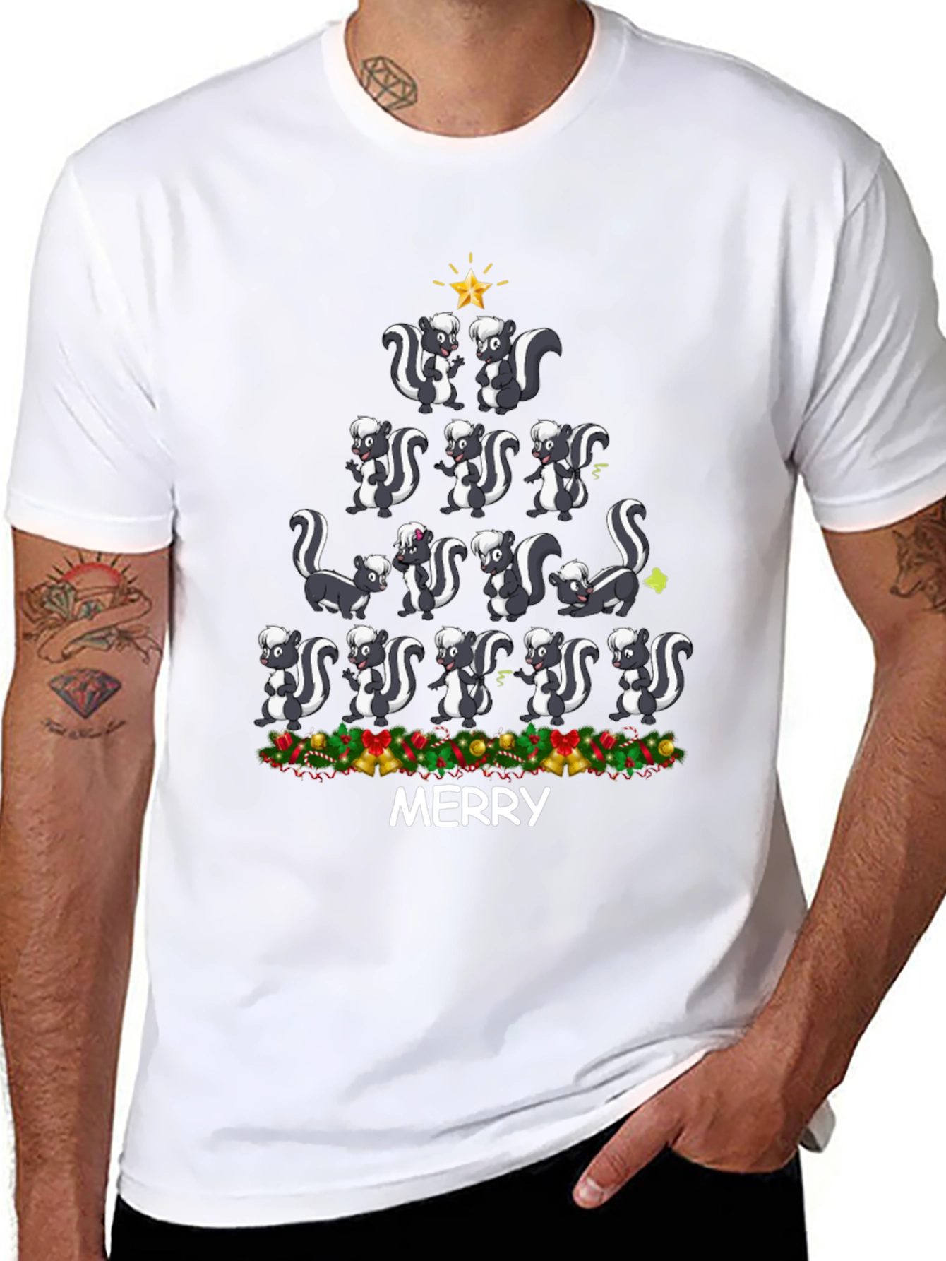 Skunk Merry Christmas T-Shirt
