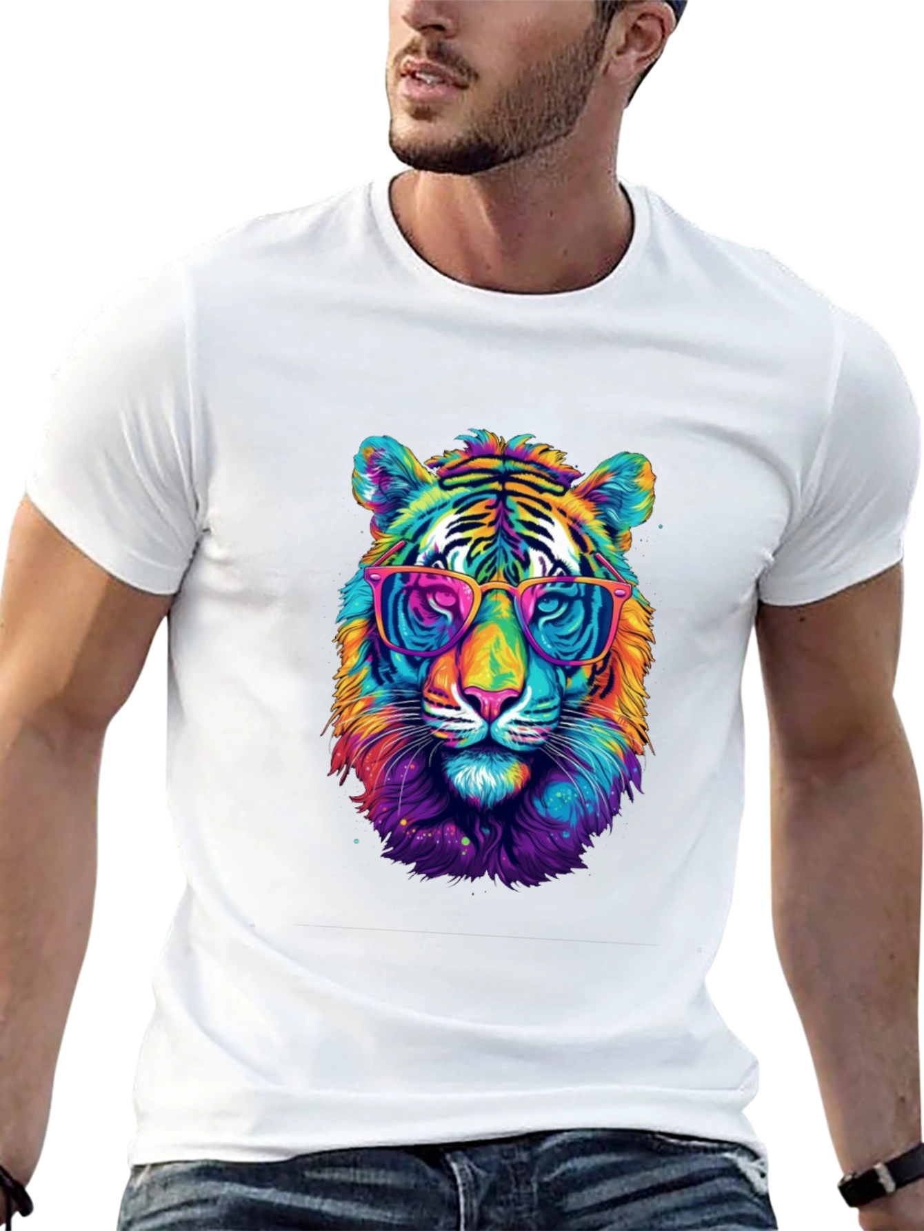 Vibrant Tiger Graphic Tee - Cool Animal Print Shirt