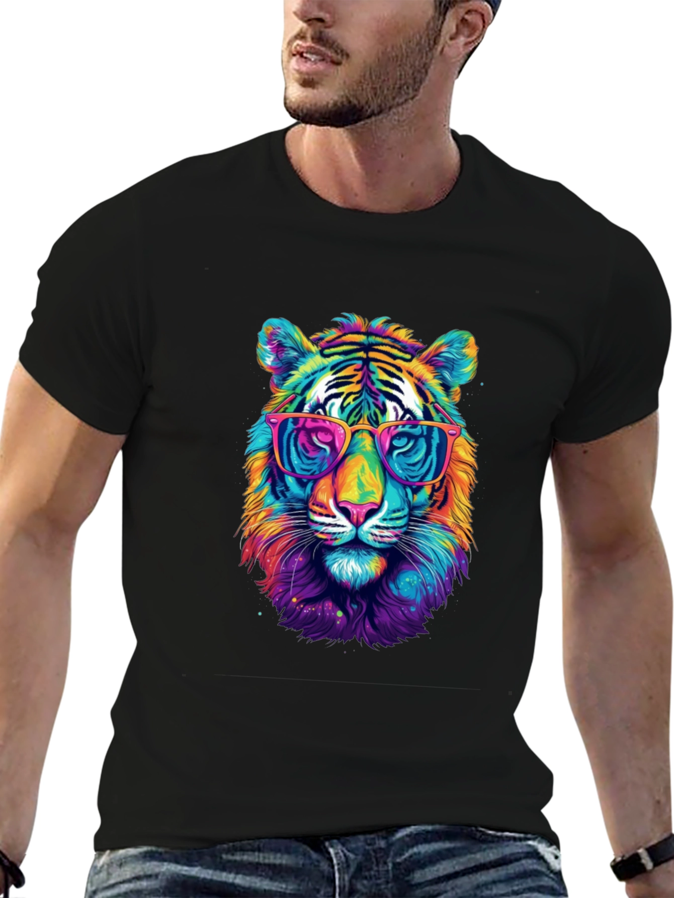Vibrant Tiger Graphic Tee - Cool Animal Print Shirt