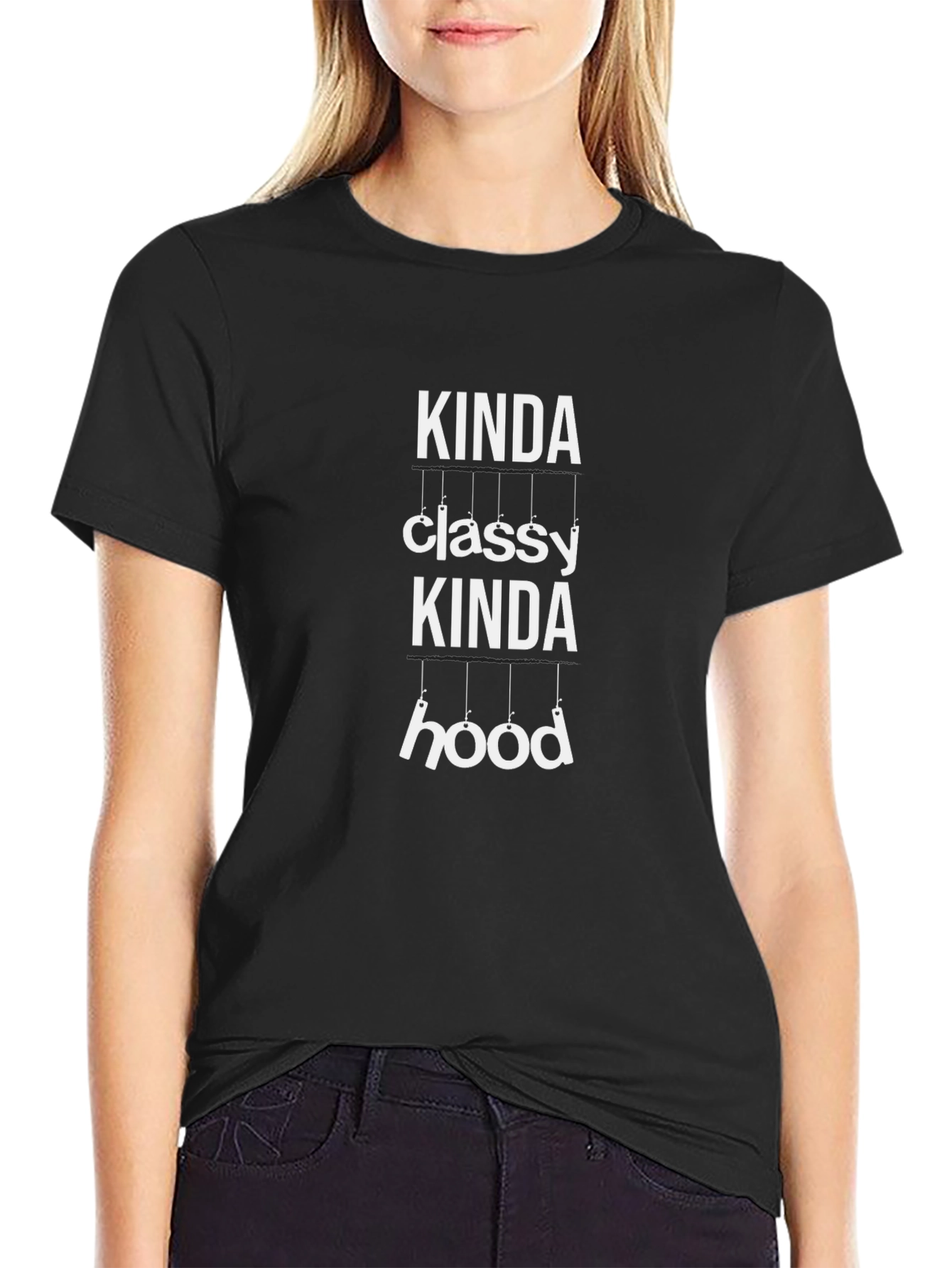 Kinda Classy Kinda Hood Graphic T-Shirt - Black