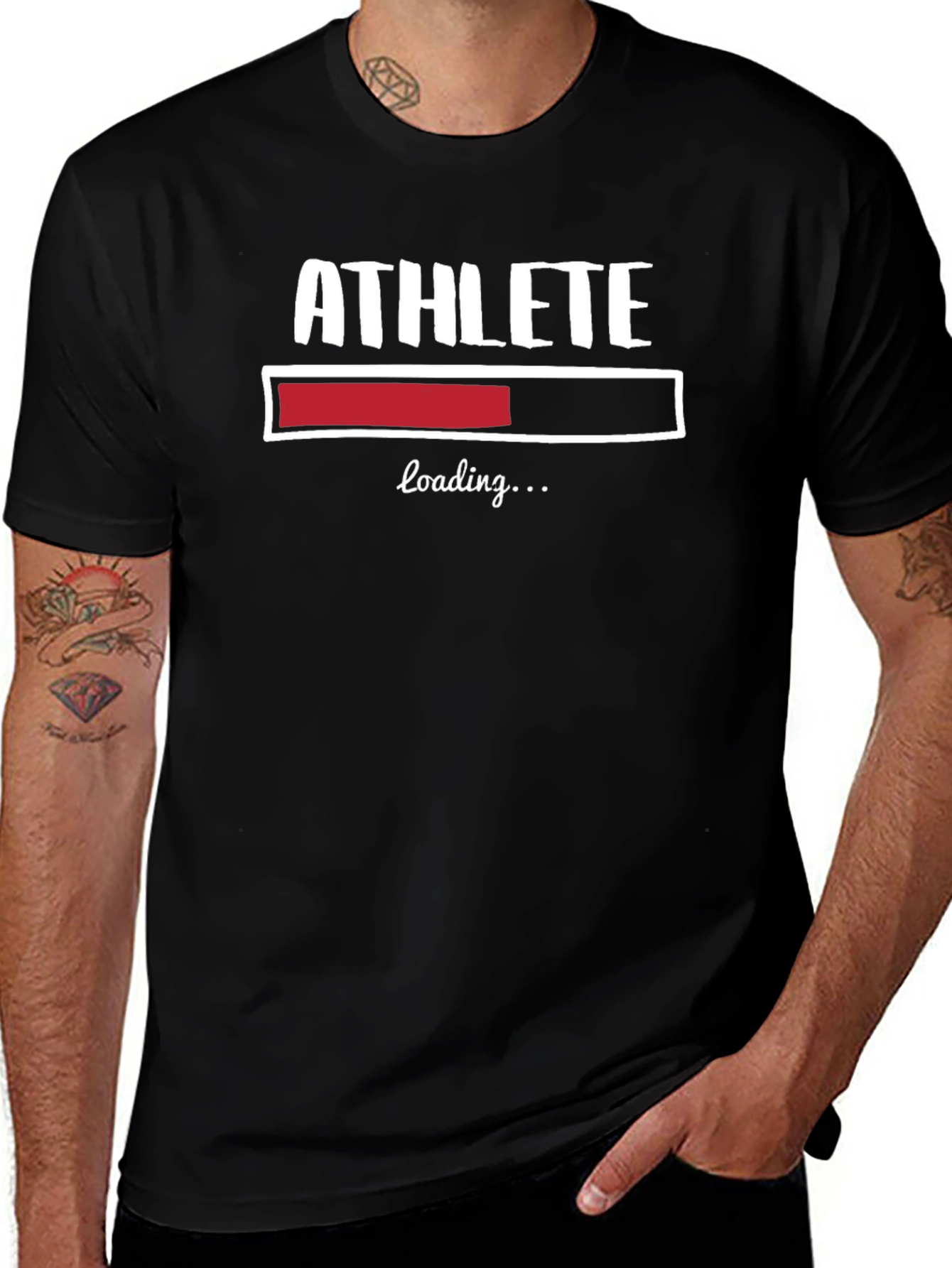 Athlete Loading Funny Graphic Tee - Black