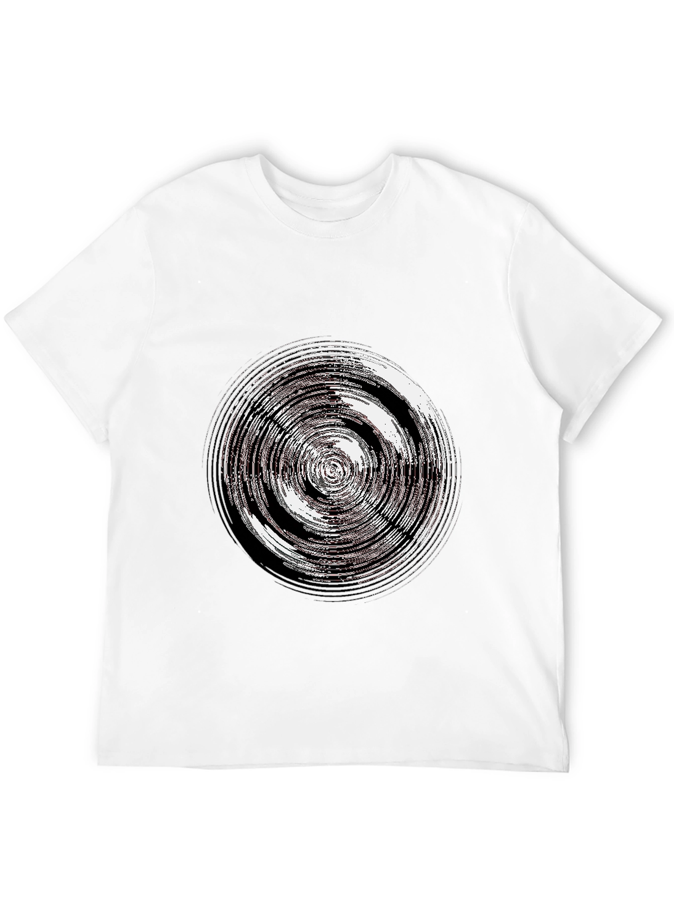 Abstract Circle Graphic Tee - Casual Black T-Shirt