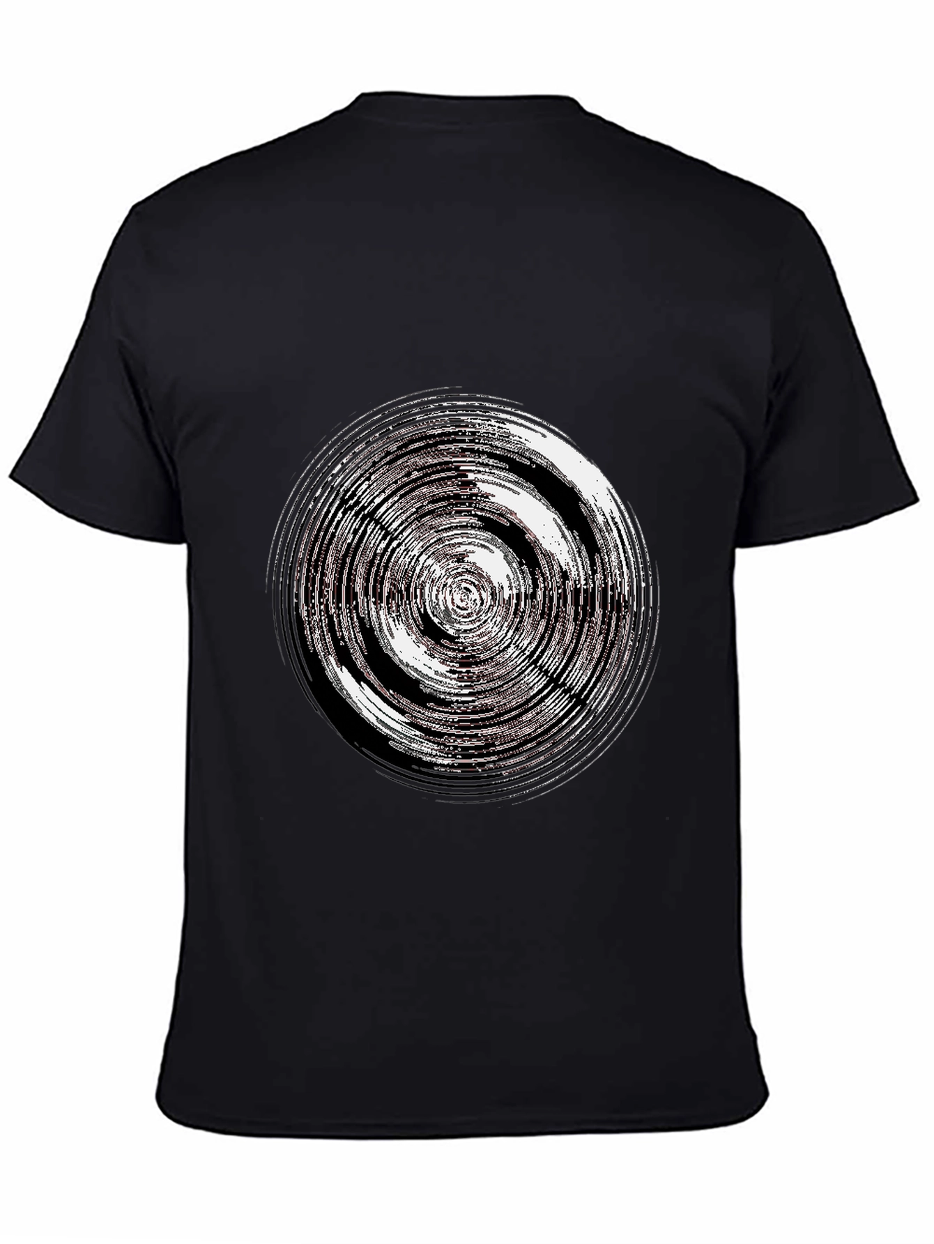 Abstract Circle Graphic Tee - Casual Black T-Shirt