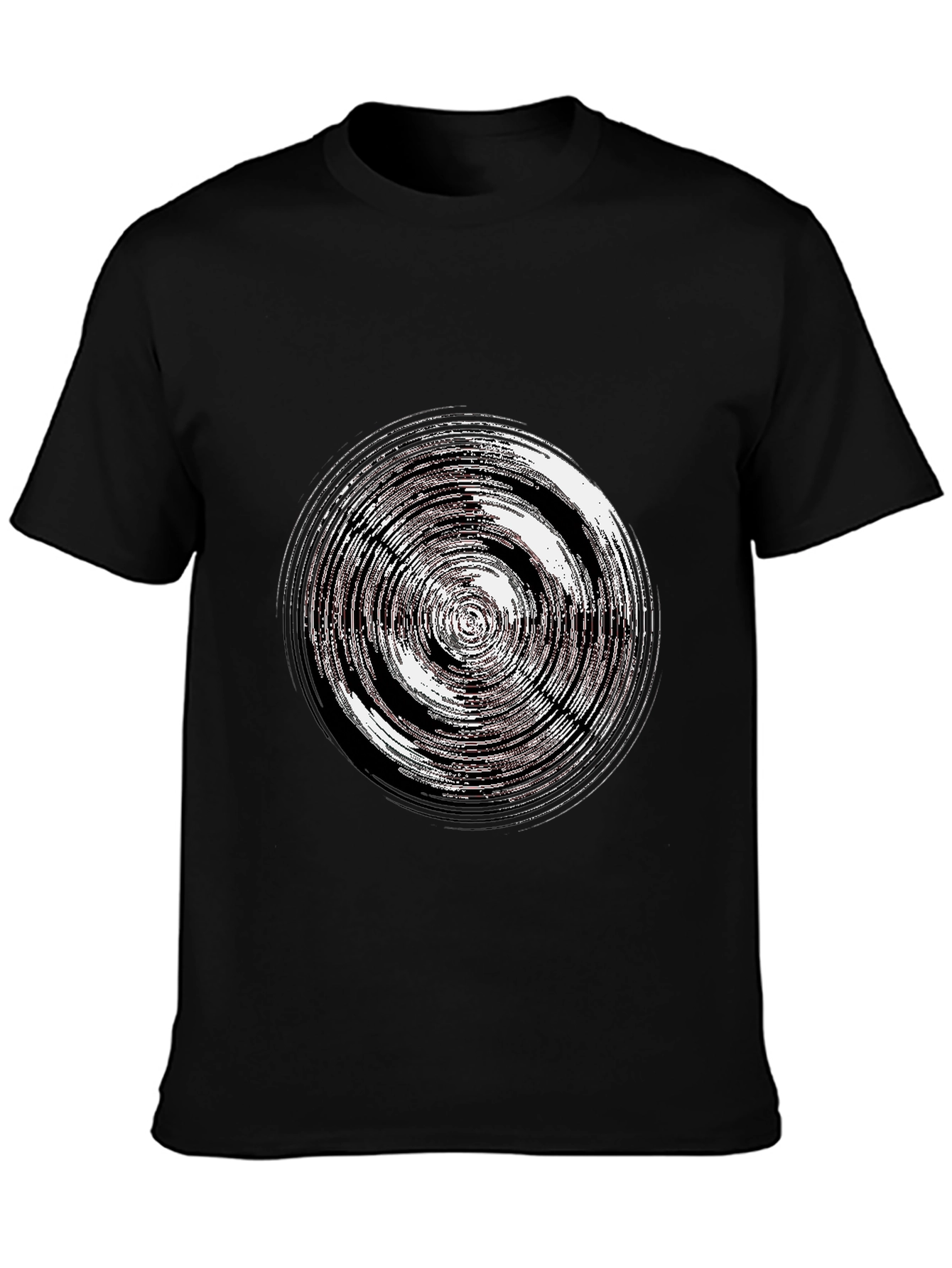 Abstract Circle Graphic Tee - Casual Black T-Shirt