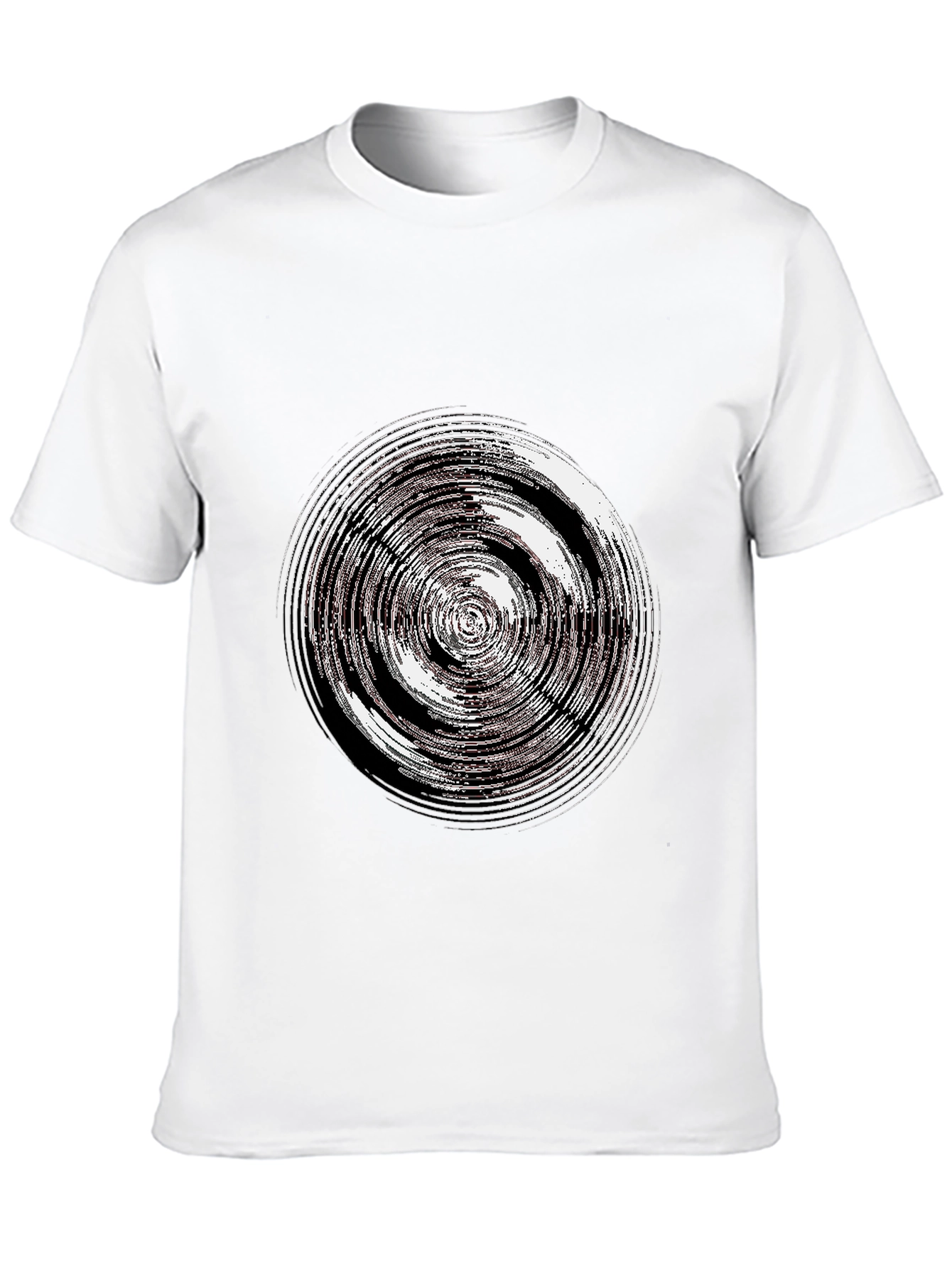 Abstract Circle Graphic Tee - Casual Black T-Shirt