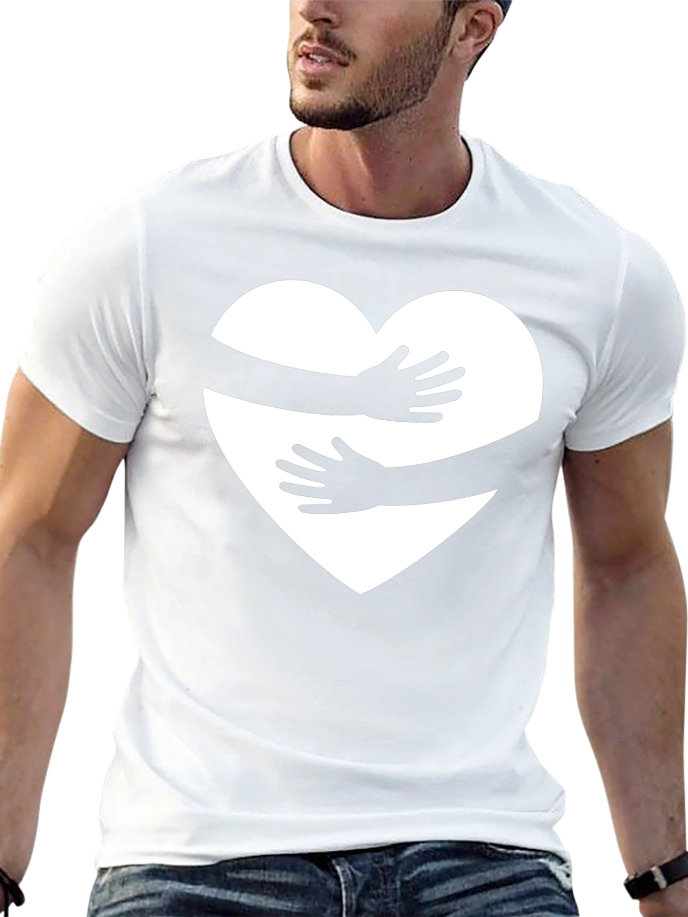Heart Hug Graphic Tee - Black Casual Shirt